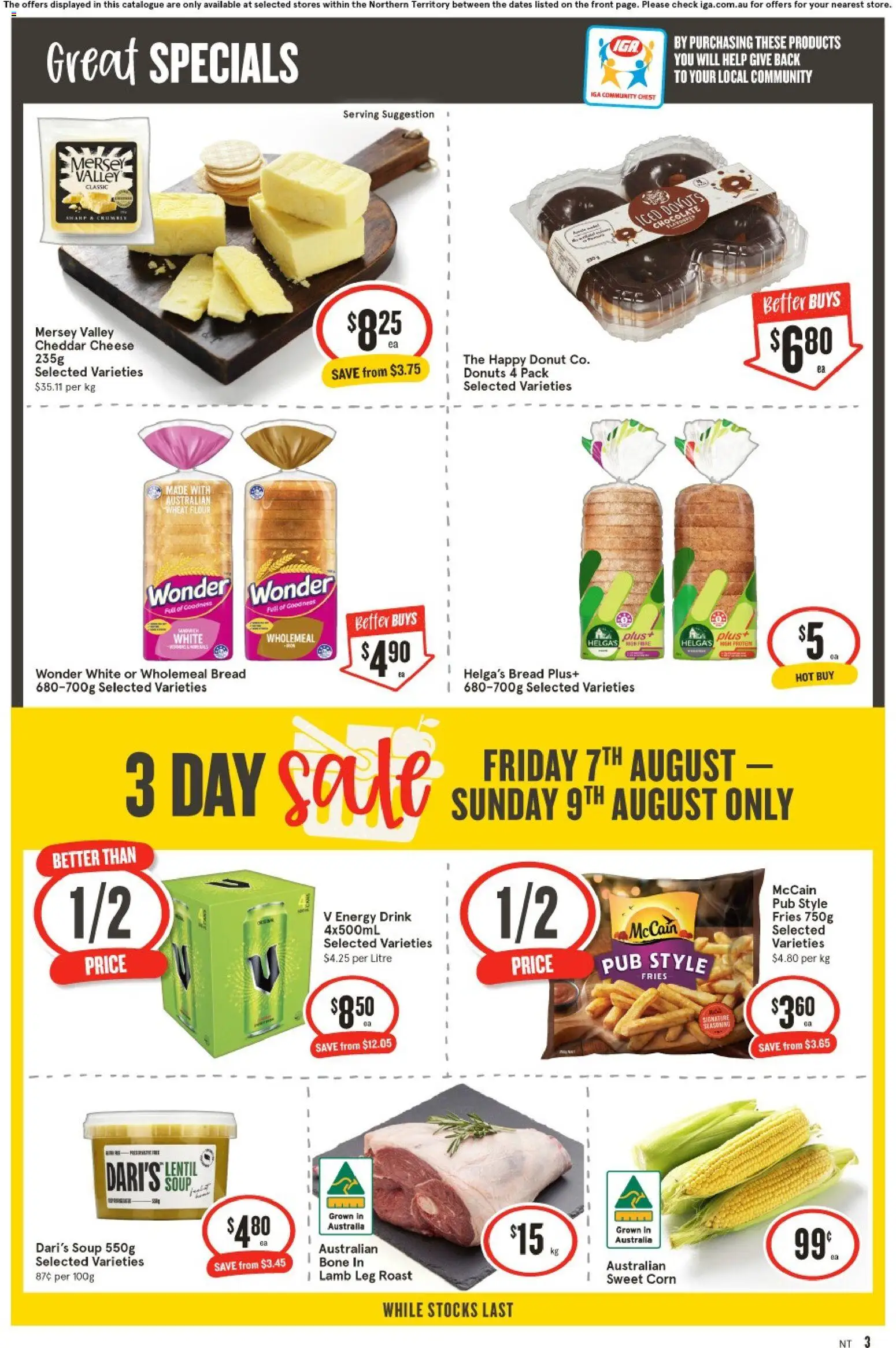 IGA catalogue - valid from 05/08/2026 | Page: 4 | Products: Donuts, Bread, Lamb, Wheat