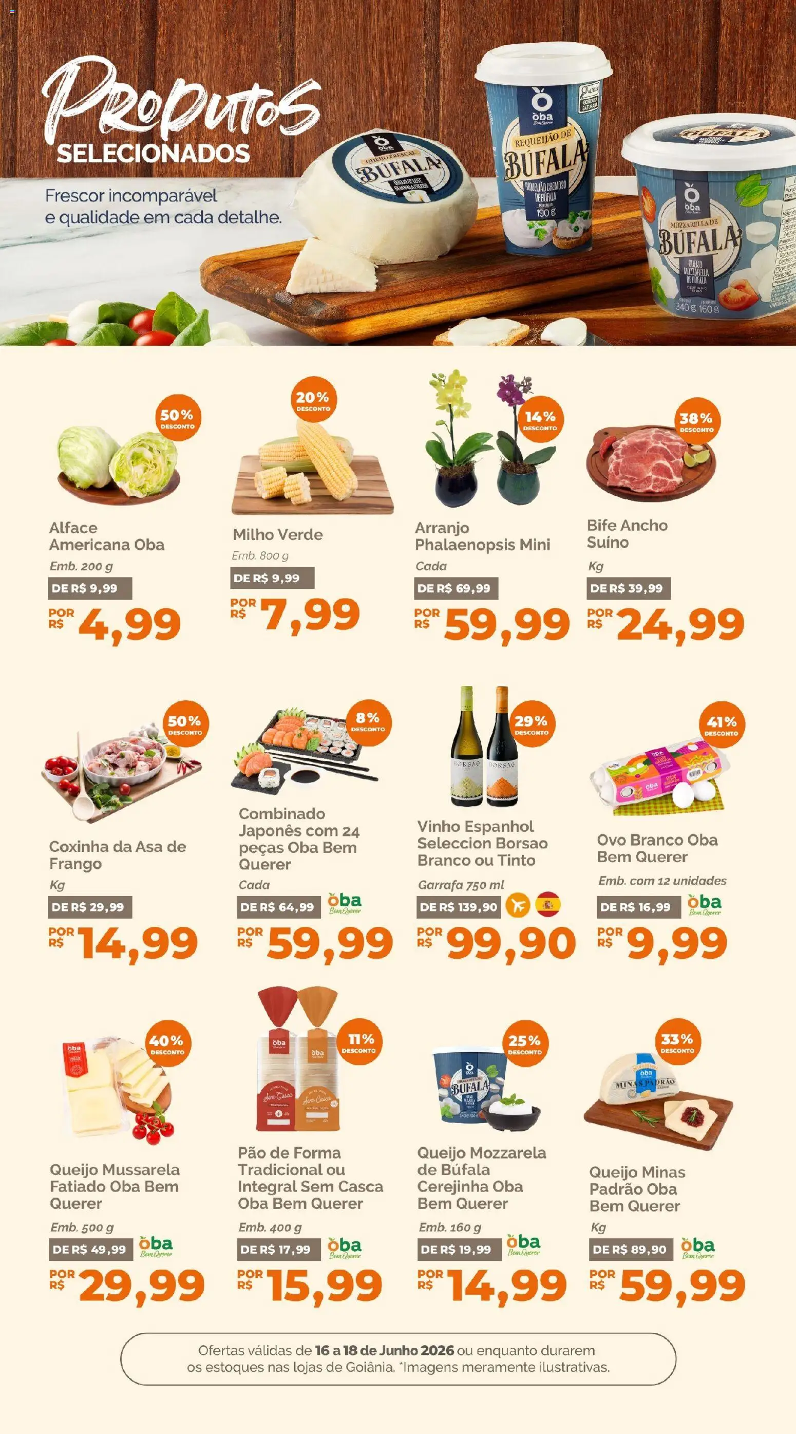 Oba Hortifruti Folheto - válido de 16.06.2026 | Página: 7 | Produtos: Asa de frango, Pão, Vinho, Mussarela