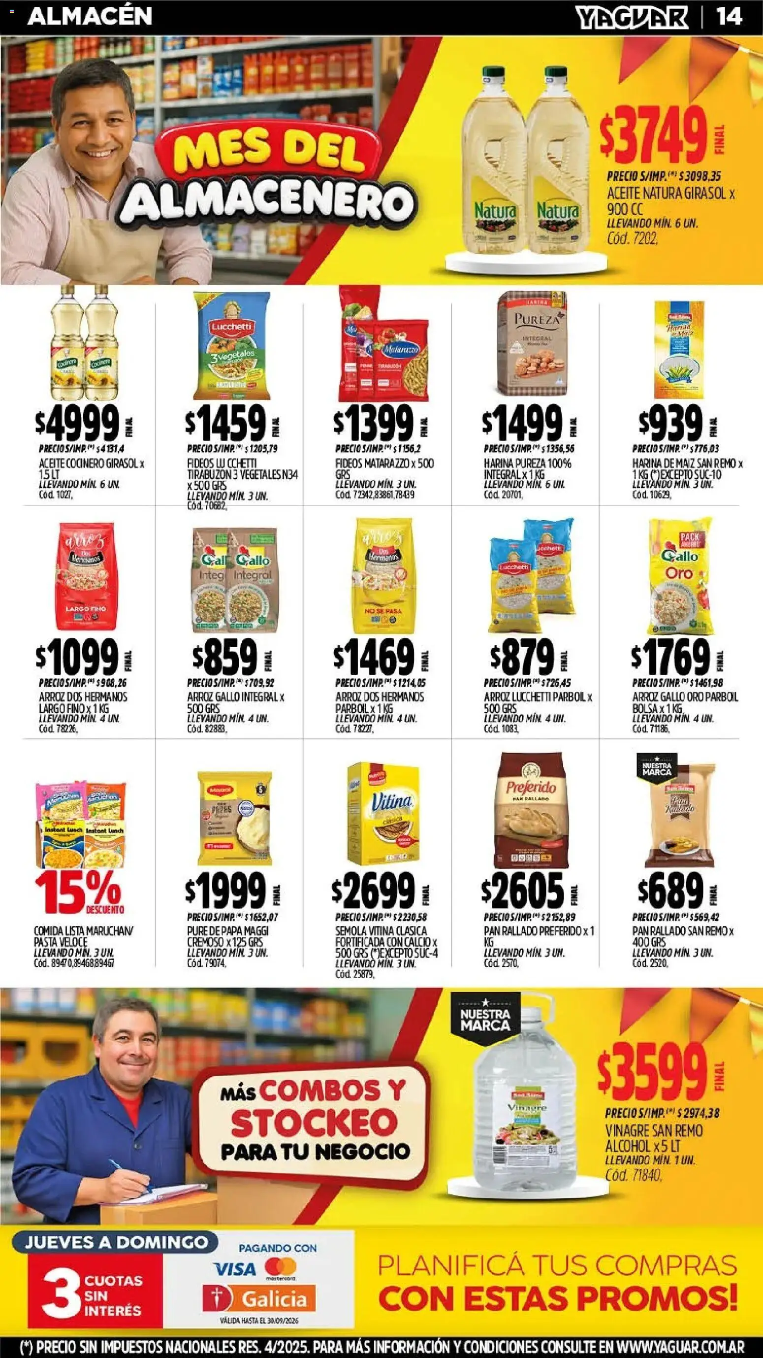Yaguar - Oferta Semanal Parque Chacabuco │ válido desde el 21/09/2026 | Página: 14 | Productos: Vinagre, Pan, Alcohol, Pasta