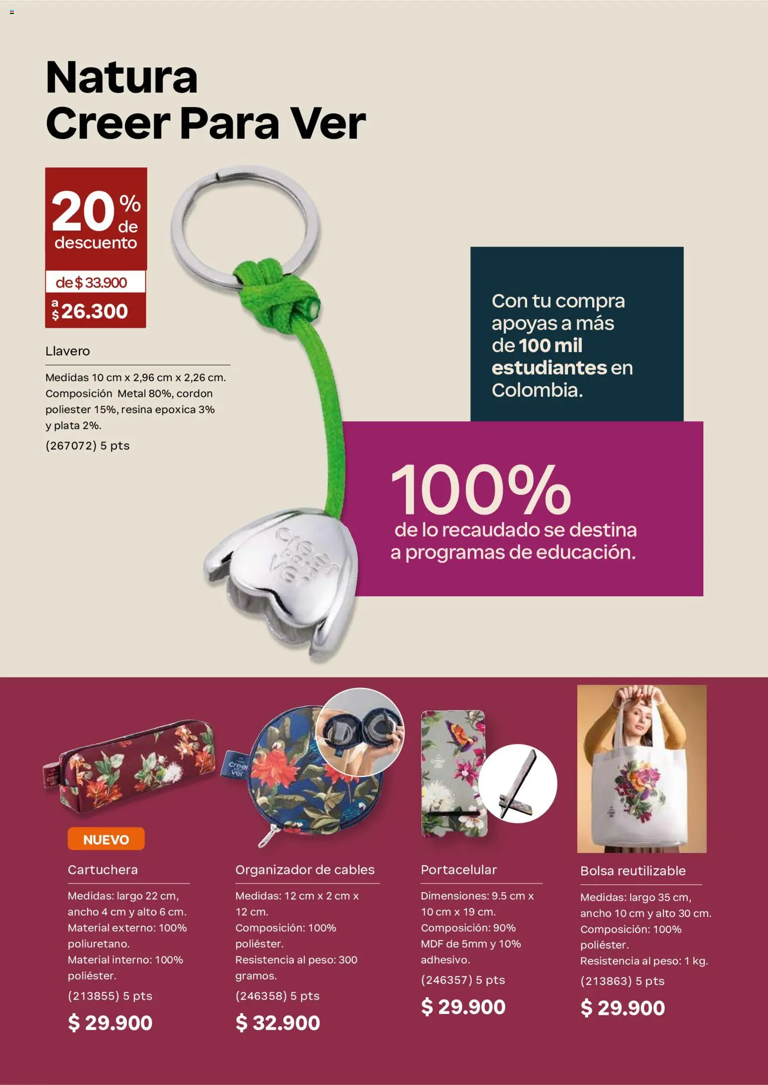 Natura revista - valida desde el 23/09/2026 | Página: 174 | Productos: Bolsa, Peso, Llavero, Organizador