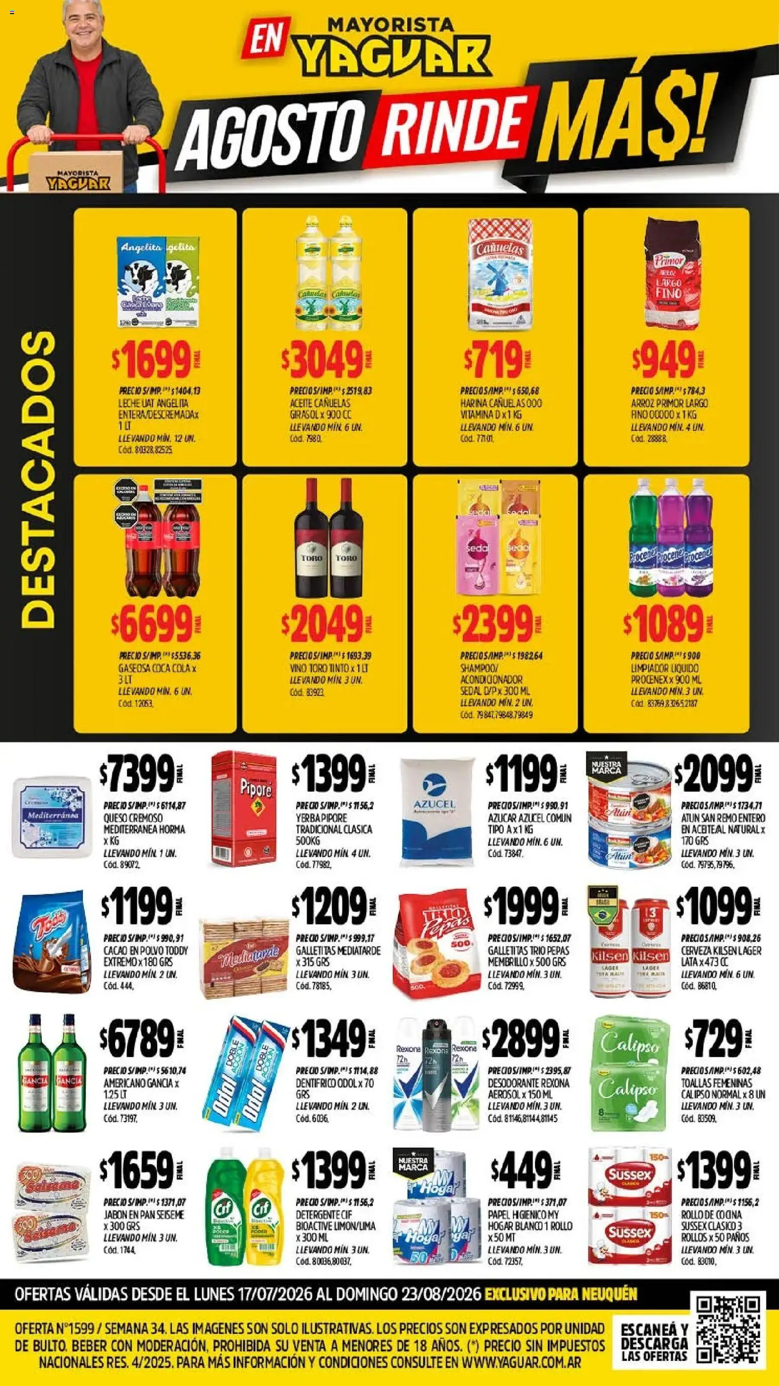 Yaguar - Oferta Semanal Neuquen │ válido desde el 17/07/2026 | Página: 1 | Productos: Toallas, Jabón, Pan, Cerveza