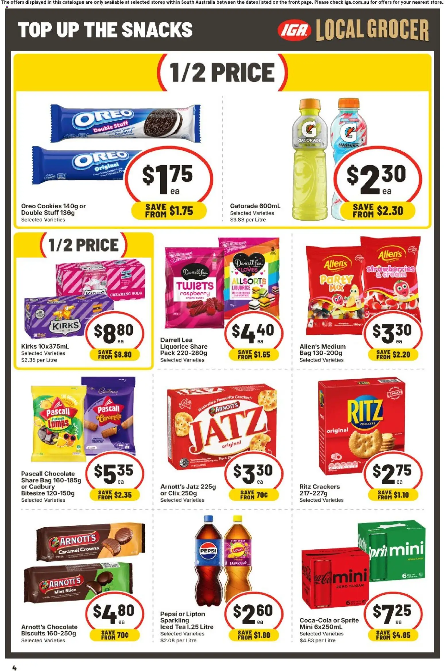 IGA catalogue - valid from 30/09/2026 | Page: 4 | Products: Snacks, Cream, Biscuits, Raspberry