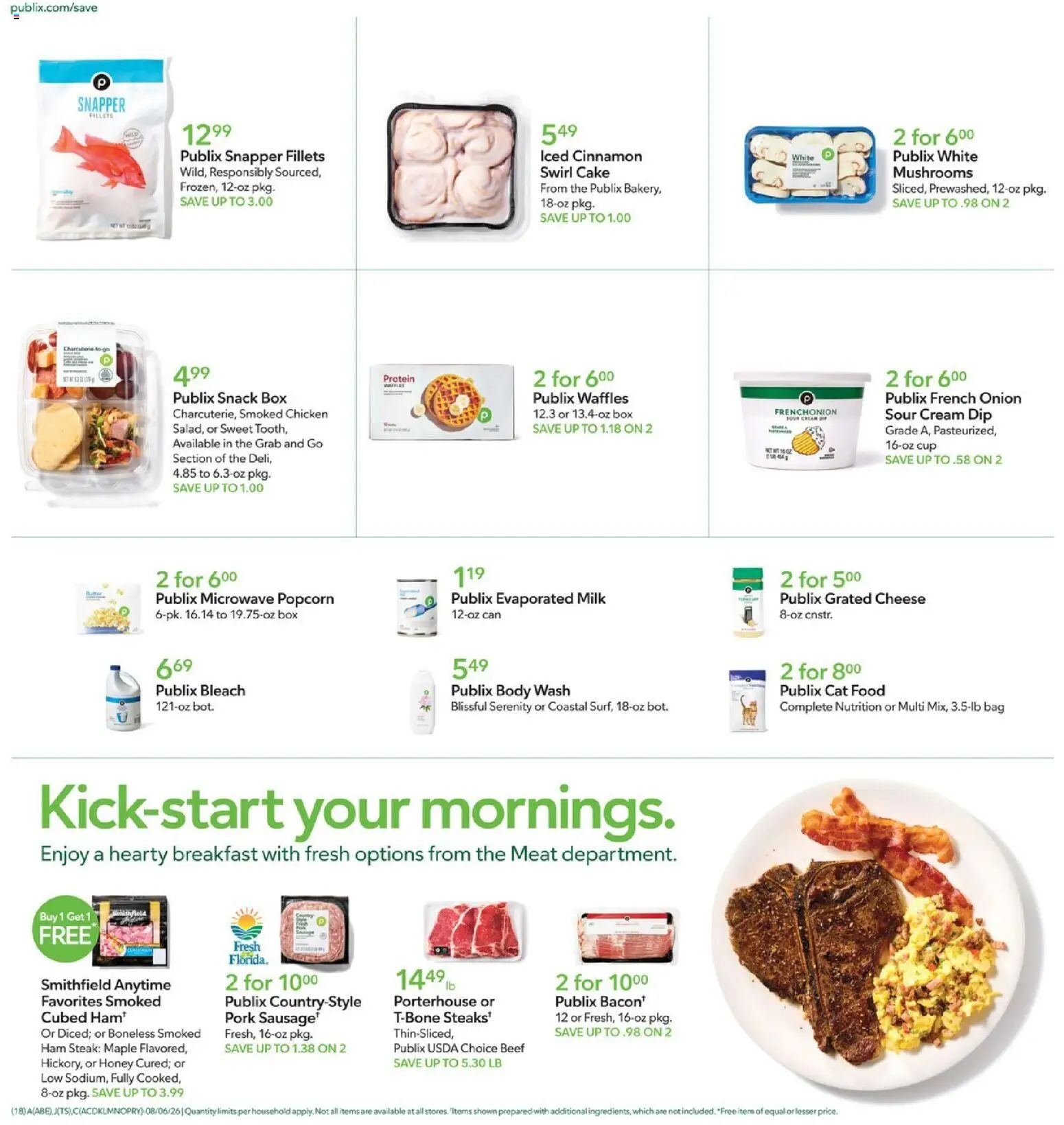 Publix Weekly Ad - valid from 08/05/2026 | Page: 18 | Products: Mushrooms, Cat Food, Ham, Beef