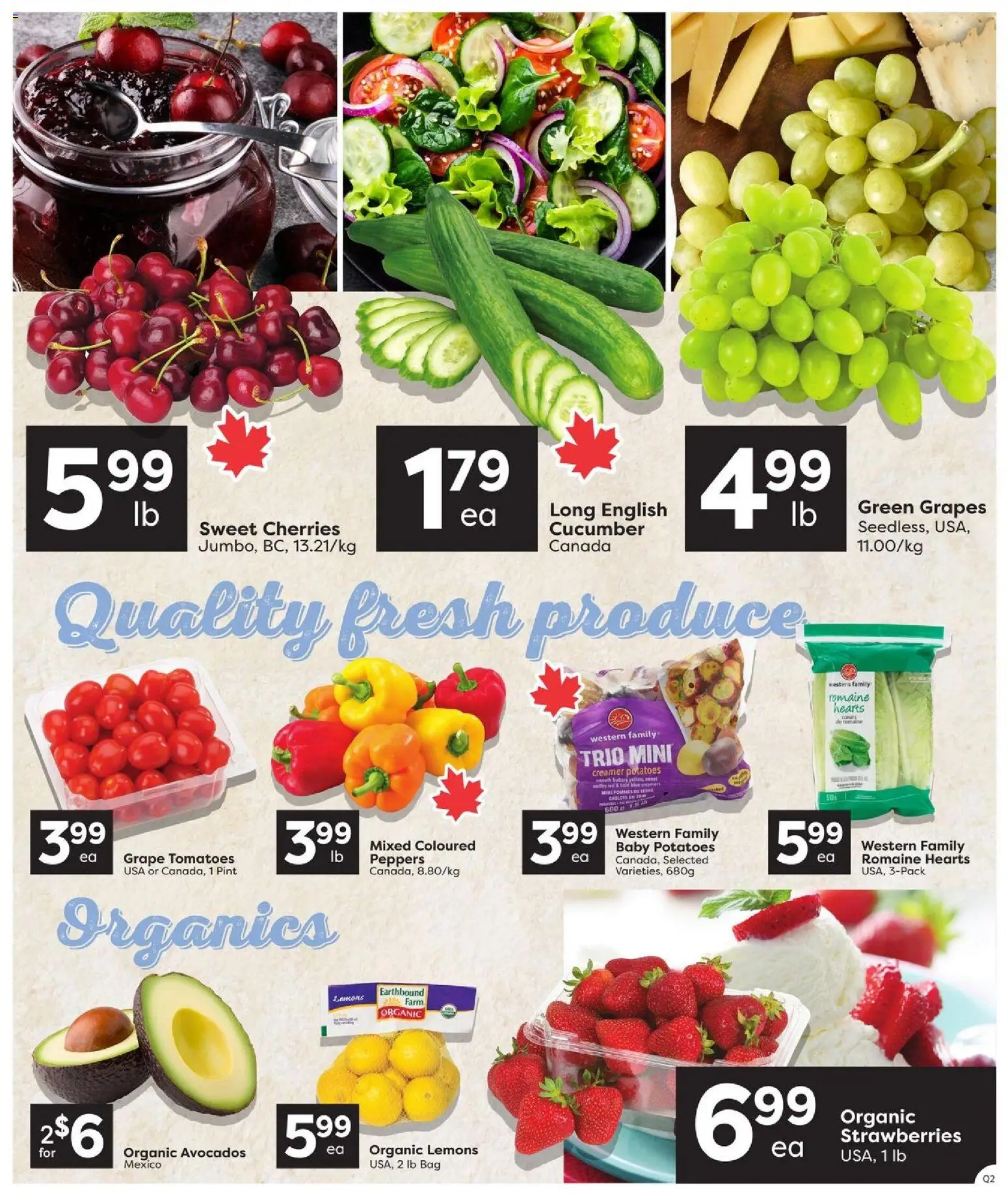 Quality Foods flyer valid from Aug 6, 2026 | Page: 3 | Products: Potatoes, Bag, Cucumber, Organic lemons