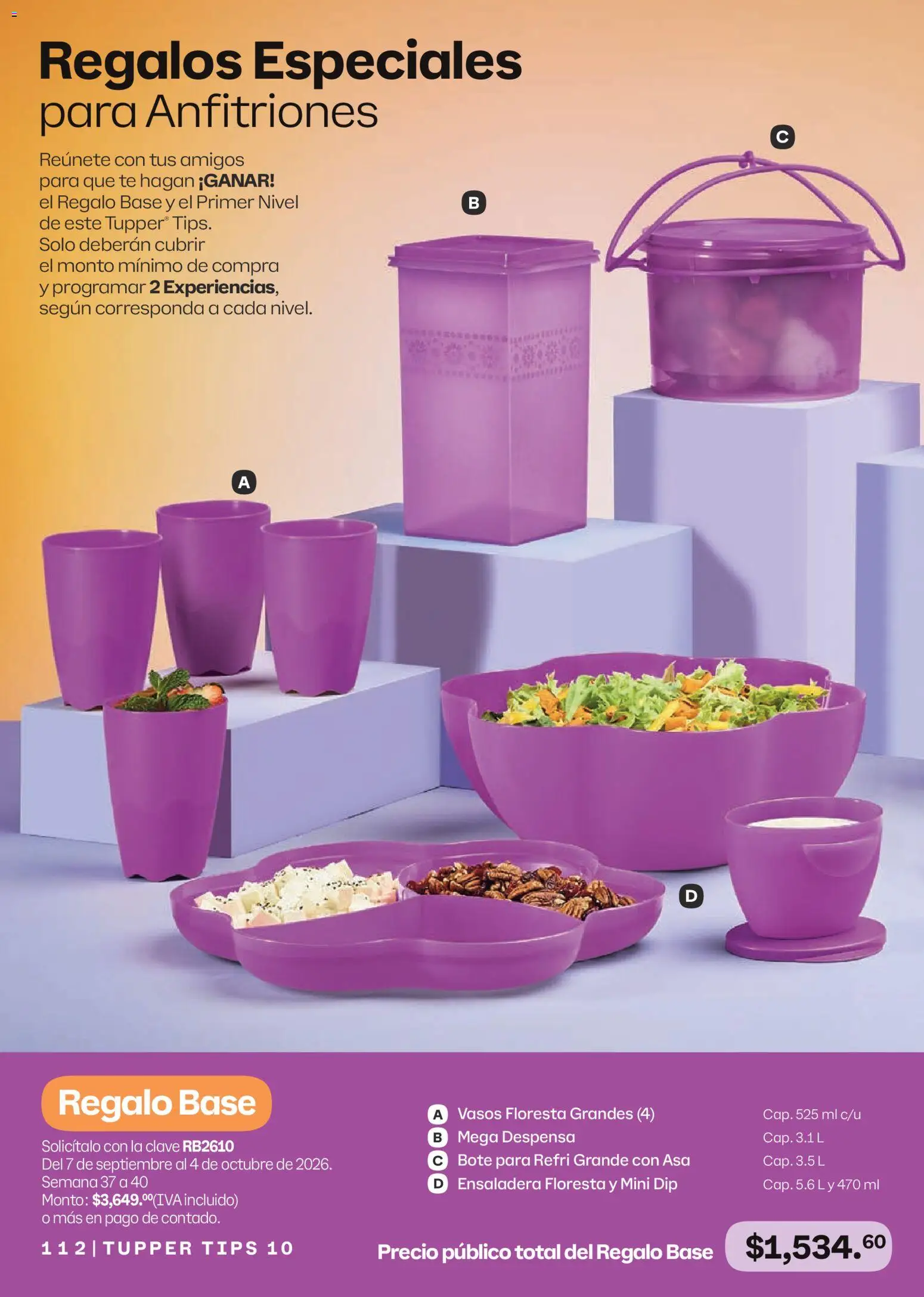 Nuevas ofertas de Tupperware válidas en toda la República Mexicana desde el 07/09/2026. ¡Encuentra las mejores ofertas en Tupperware catálogo! | Página: 112 | Productos: Ensaladera, Despensa, Té, Vasos