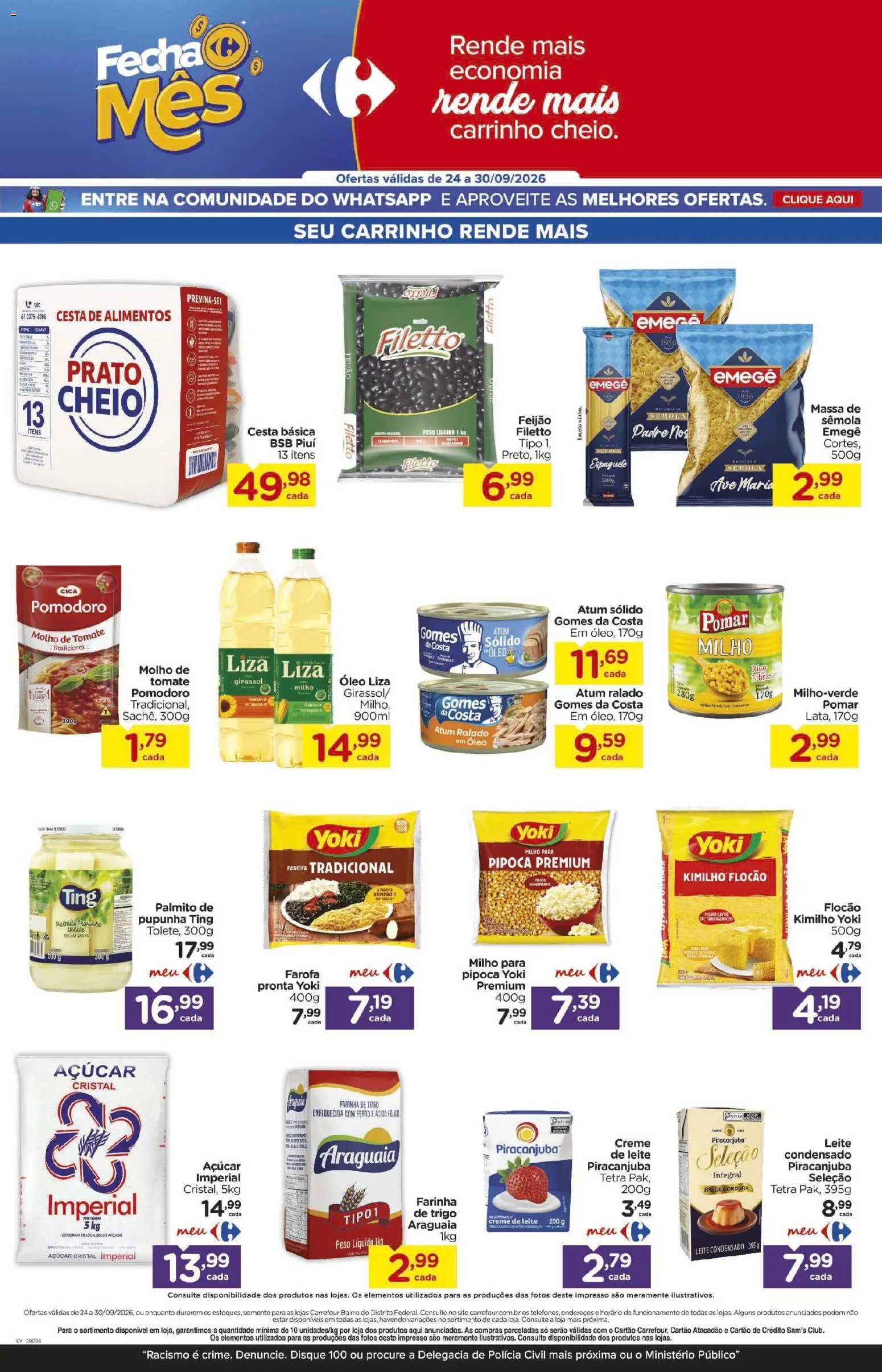 Carrefour Bairro Folheto - válido de 24/09/2026 | Página: 2 | Produtos: Leite, Alimentos, Farofa, Açúcar cristal