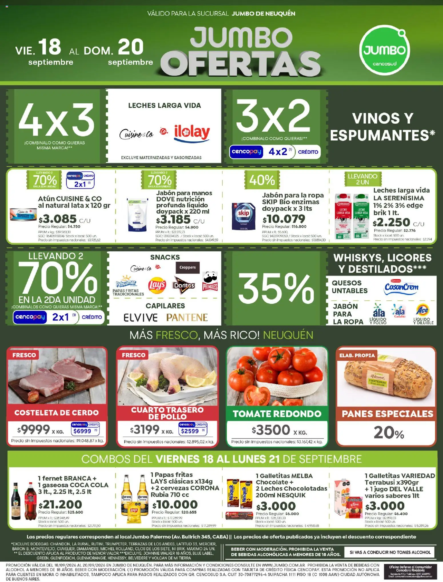 Jumbo - Ofertas | Neuquén │ válido desde el 18/09/2026 | Página: 1 | Productos: Galletitas, Gaseosa, Papas, Jugo