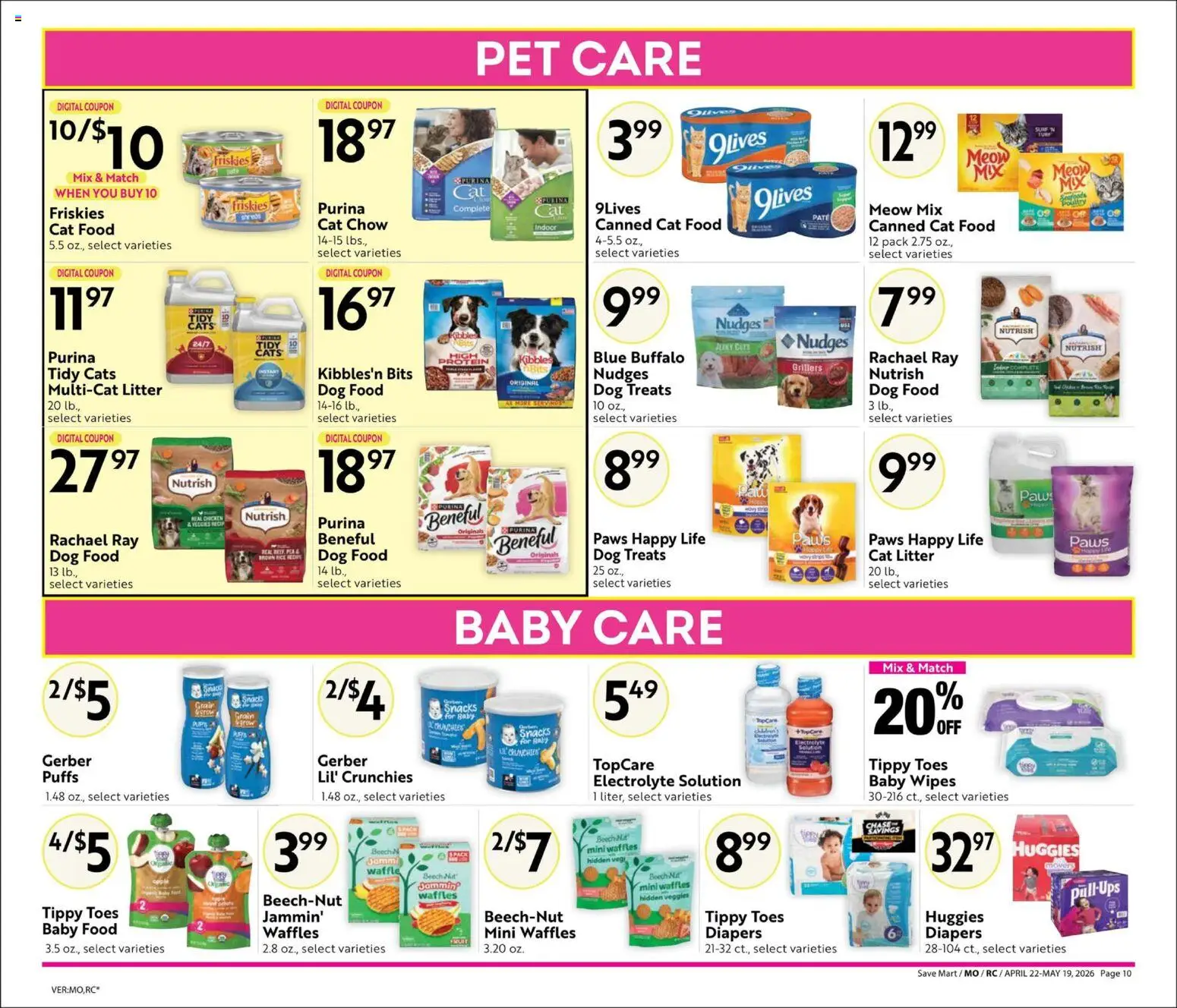Save Mart Big Book of Savings - valid from 22.04.2026 | Page: 10 | Products: Dog Treats, Cat Food, Cat Litter, Pea