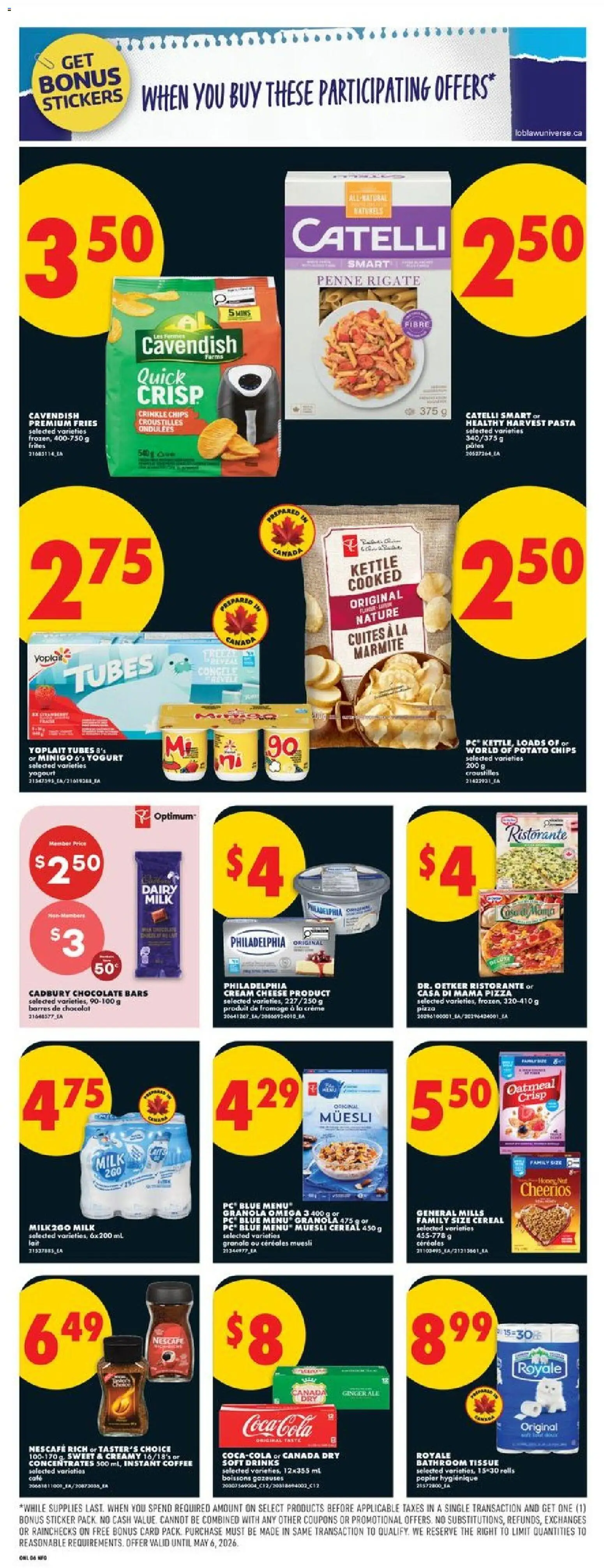 No Frills flyer valid from 09.04.2026 | Page: 12 | Products: Cream, PC, Cheese, Coffee