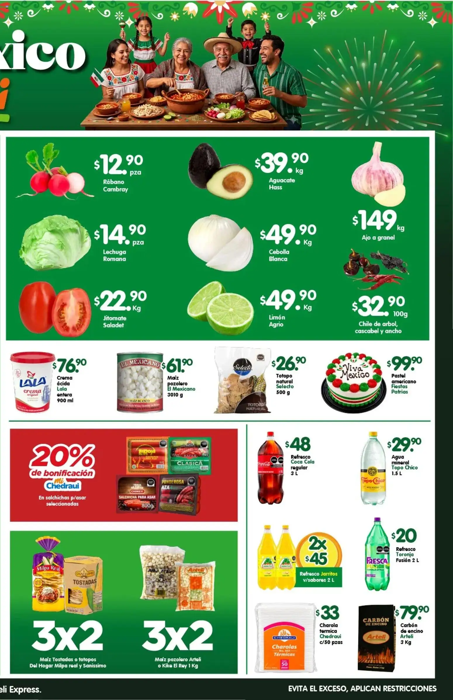 Nuevas ofertas de Arteli válidas en toda la República Mexicana desde el 11/09/2026. ¡Encuentra las mejores ofertas en Arteli folleto Express (Fiestas patrias)! | Página: 2 | Productos: Chile, Limón, Salchichas, Totopos