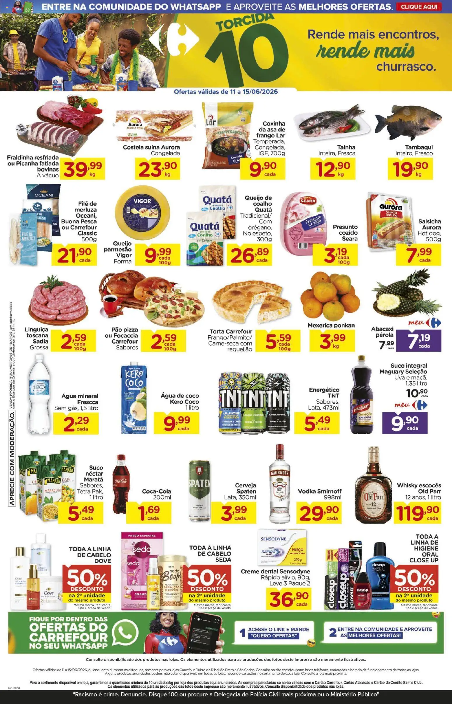 Carrefour Bairro Folheto - válido de 11.06.2026 | Página: 2 | Produtos: Asa de frango, Parmesão, Creme dental, Requeijão