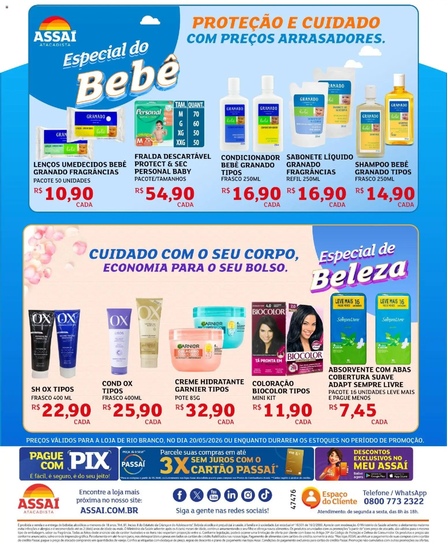 Assaí Atacadista Folheto - válido de 20.05.2026 | Página: 2 | Produtos: Shampoo, Condicionador, Bebida, Telefone