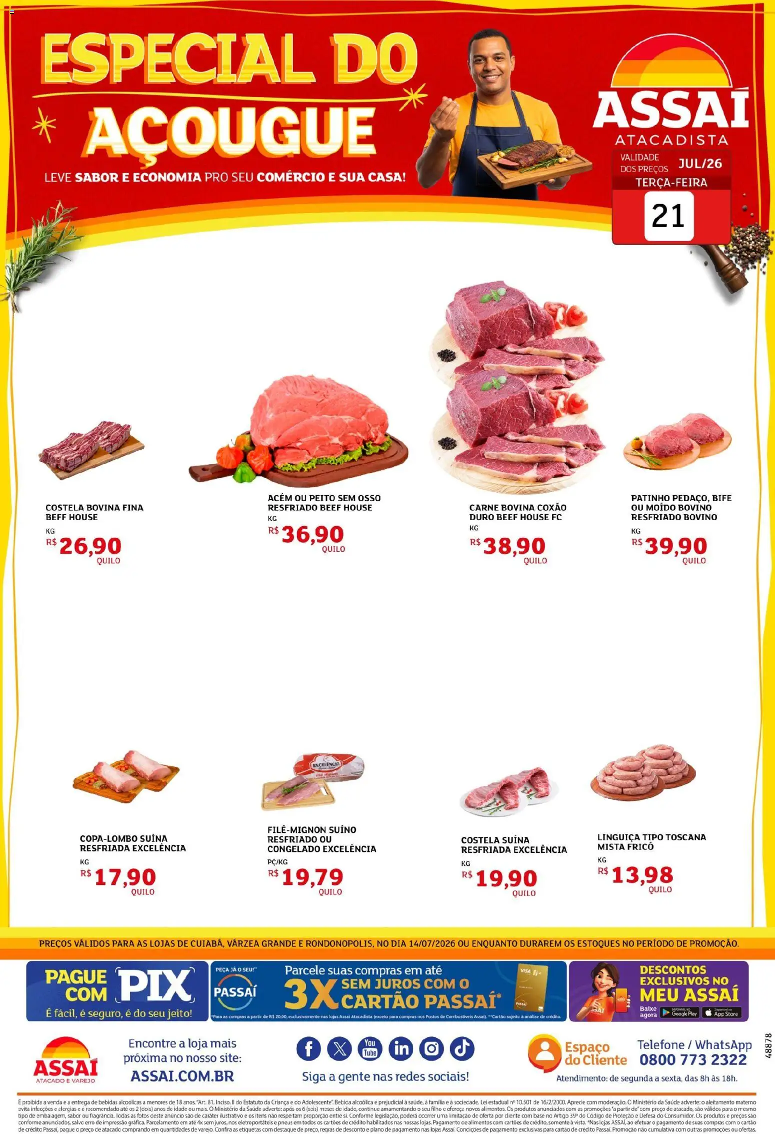 Assaí Atacadista Folheto - válido de 21/07/2026 | Página: 1 | Produtos: Pneus, Base, Carne, Bebida