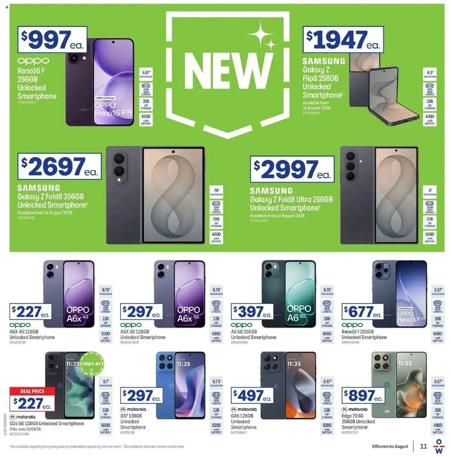 Officeworks catalogue - valid from 11/08/2026 | Page: 11 | Products: Battery, Phone, Smartphone, Camera