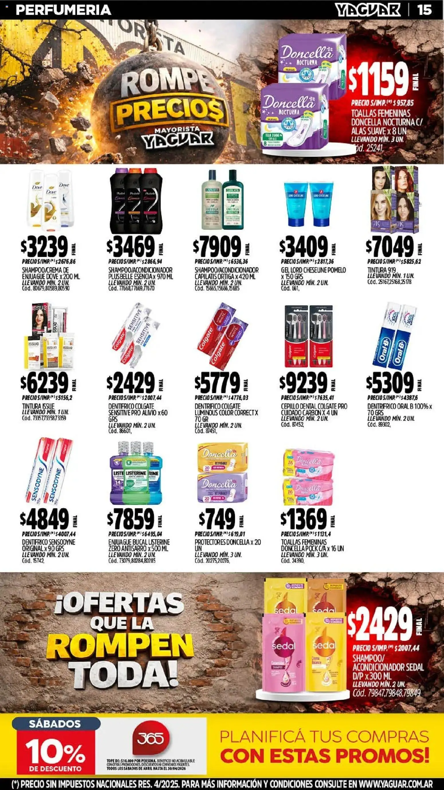 Yaguar - Oferta Semanal General Roca │ válido desde el 06/04/2026 | Página: 16 | Productos: Toallas, Cepillo, Enjuague bucal, Pomelo