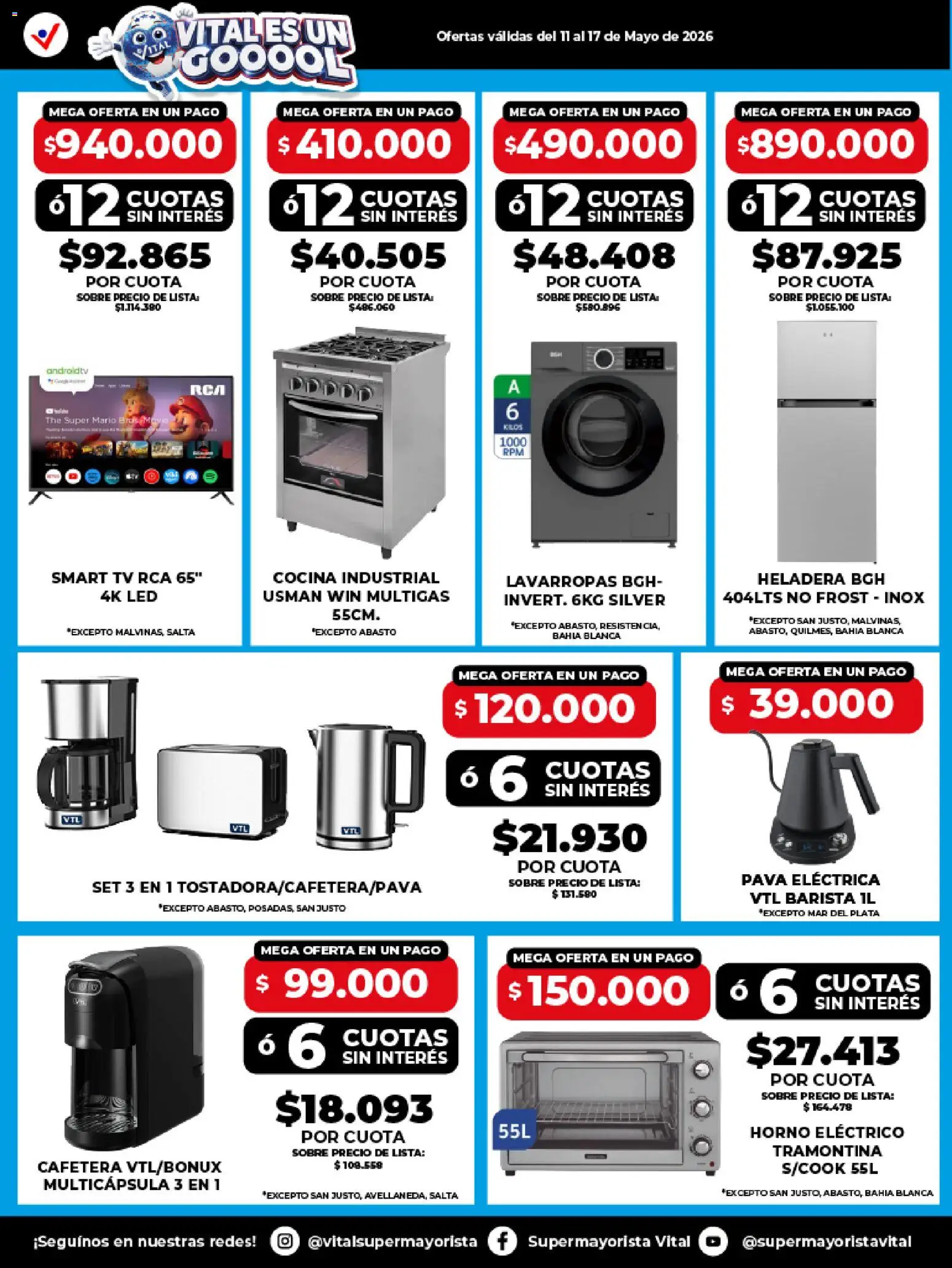 Vital Ofertas Especial de nonfood │ válido desde el 11.05.2026 | Página: 2 | Productos: Horno, Sobre, Lavarropas, Horno eléctrico