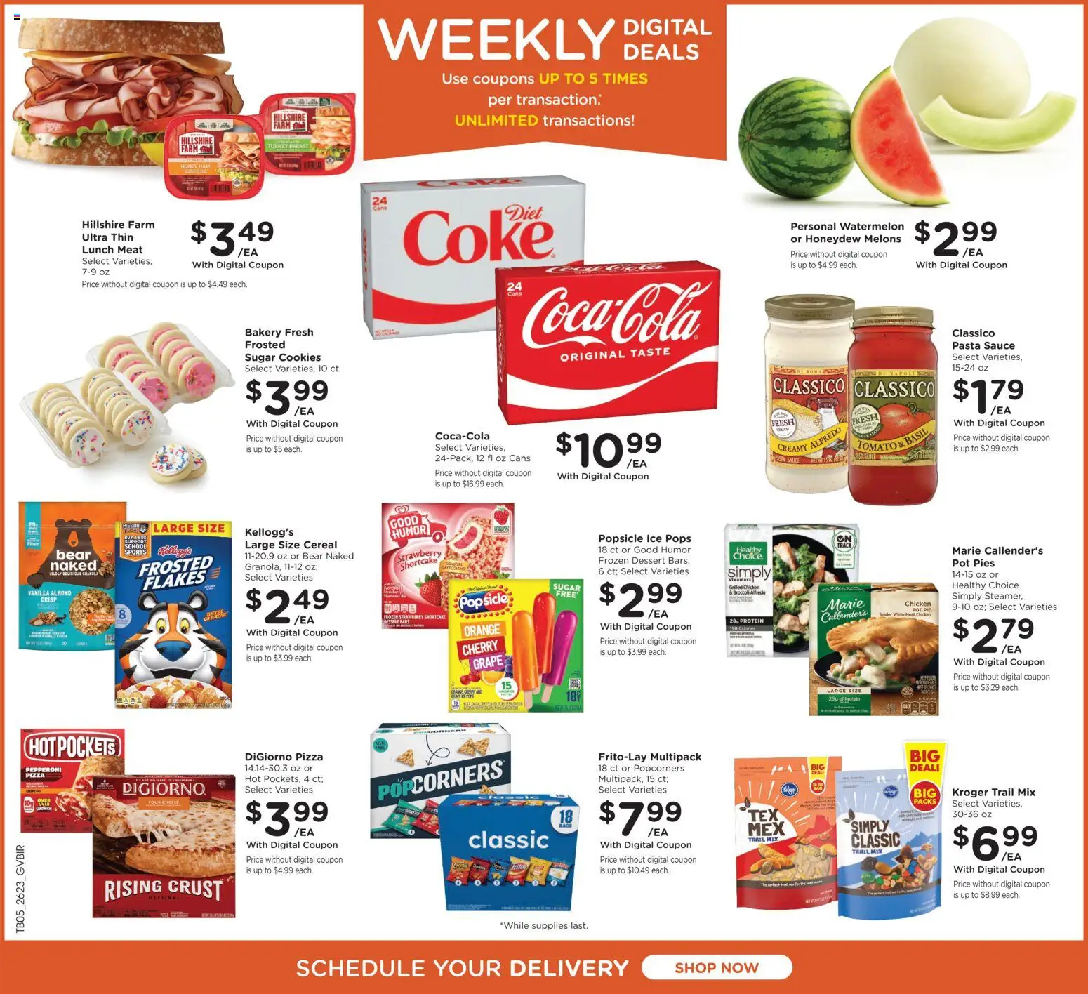 Kroger Ad - valid from 07/08/2026 | Page: 2 | Products: Pizza, Pasta, Cookies, Flakes