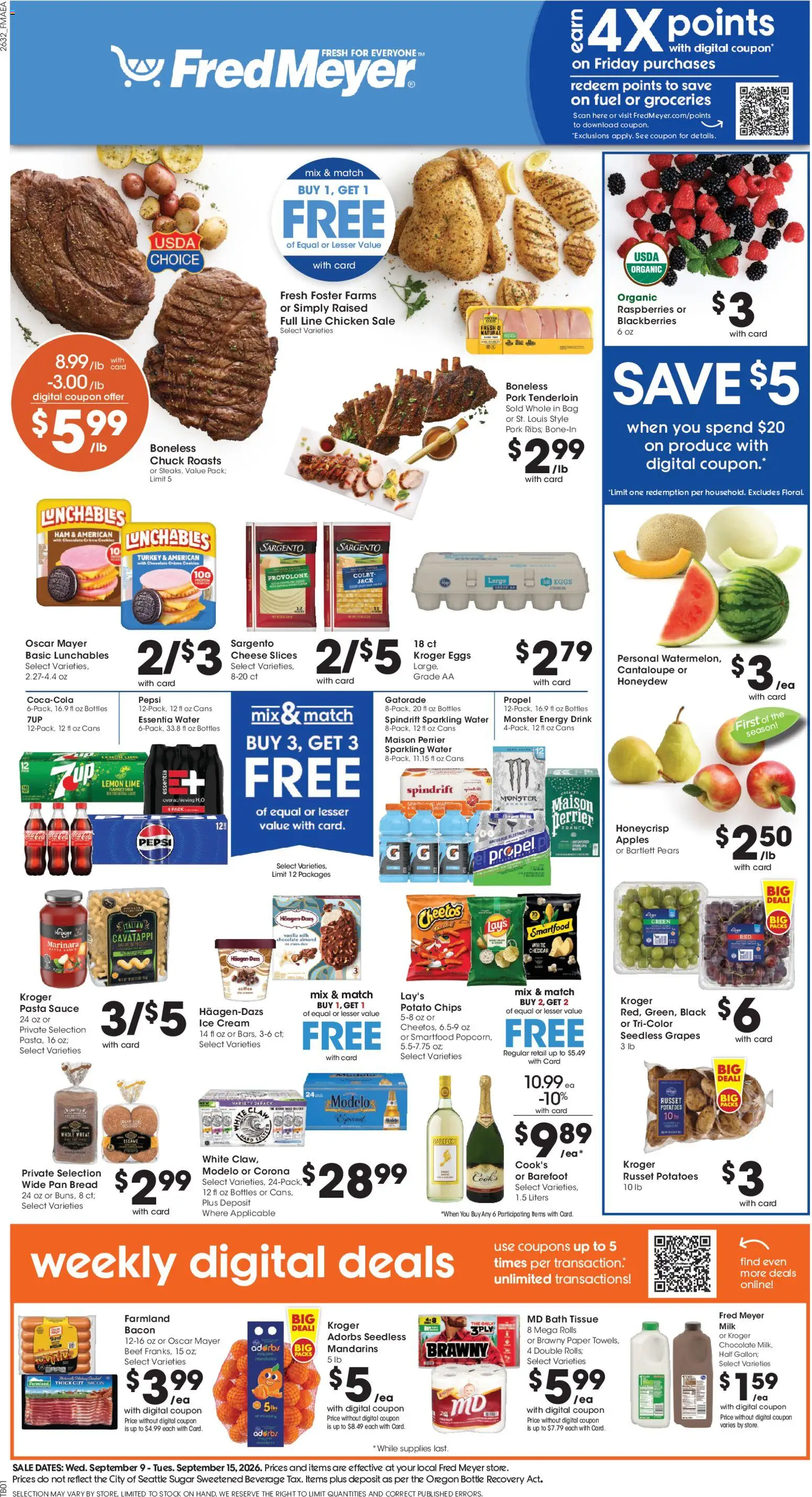 Fred Meyer Weekly Ad - valid from 09/09/2026 | Page: 1 | Products: Eggs, Beef, Ice cream, Lemon