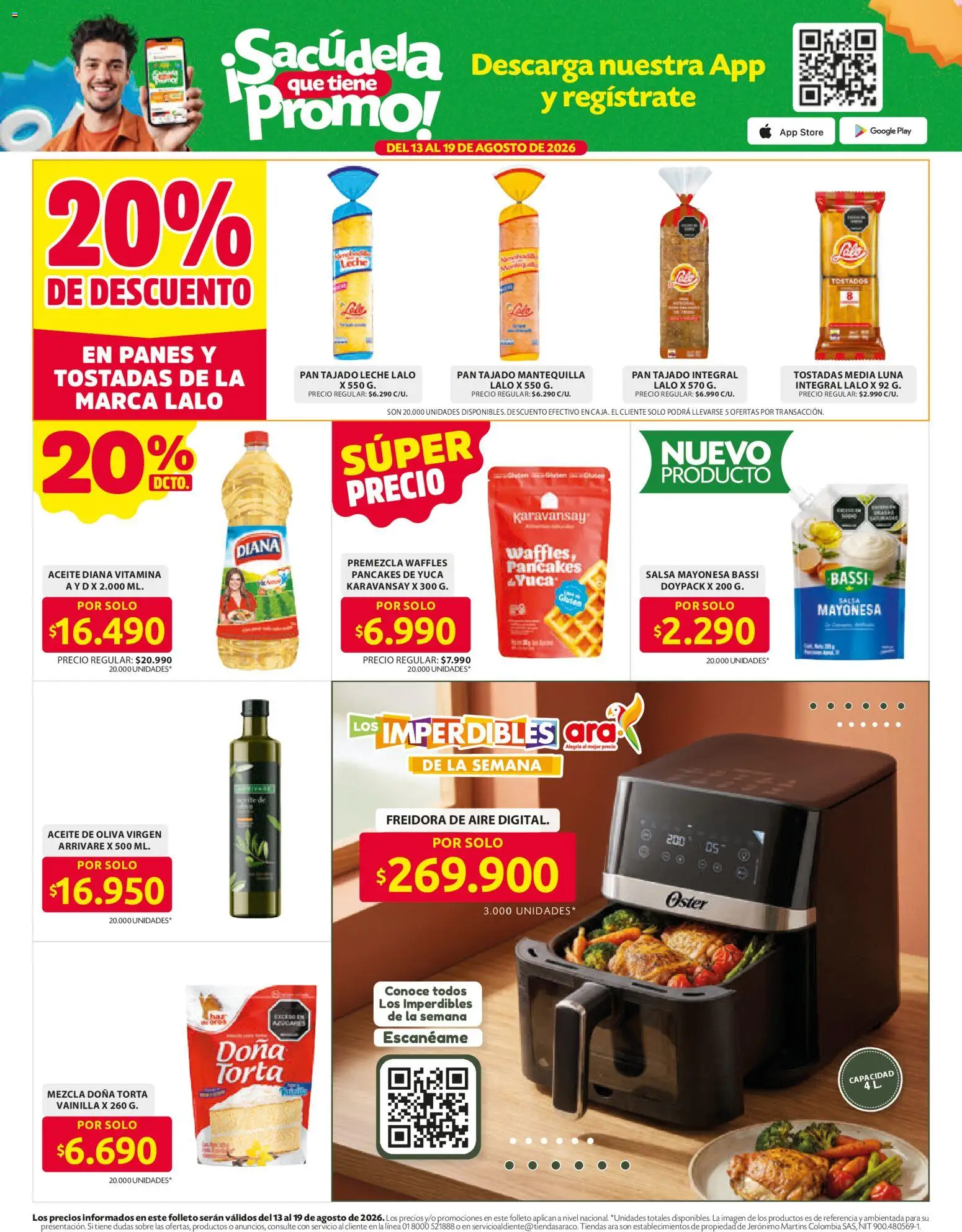 Ara revista - valida desde el 13/08/2026 | Página: 12 | Productos: Aceite de oliva, Tostadas, Mayonesa, Waffles