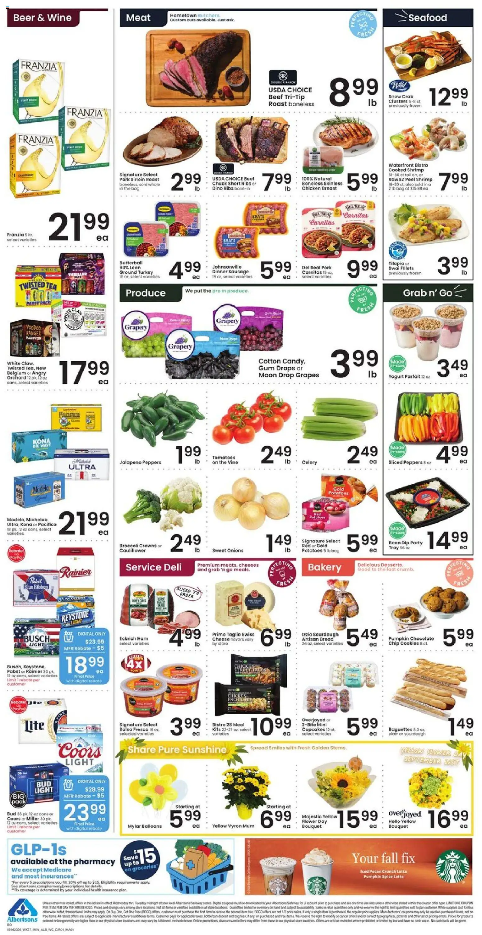 Albertsons Weekly Ad - valid from 09/16/2026 | Page: 7 | Products: Wine, Pork, Tilapia, Grapes