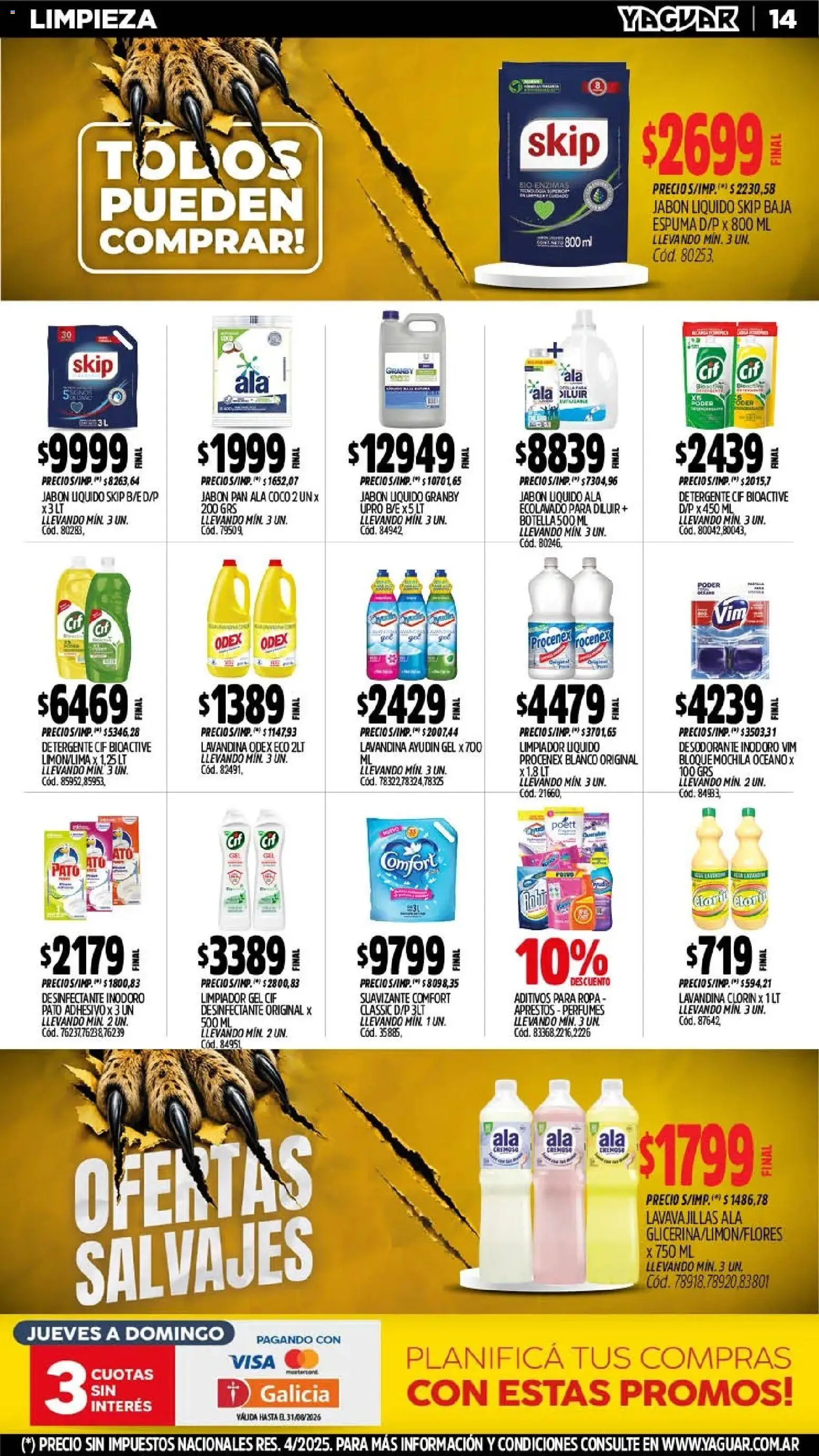 Yaguar - Oferta Semanal San Juan │ válido desde el 10/08/2026 | Página: 16 | Productos: Desinfectante, Lavavajillas, Jabón líquido, Espuma