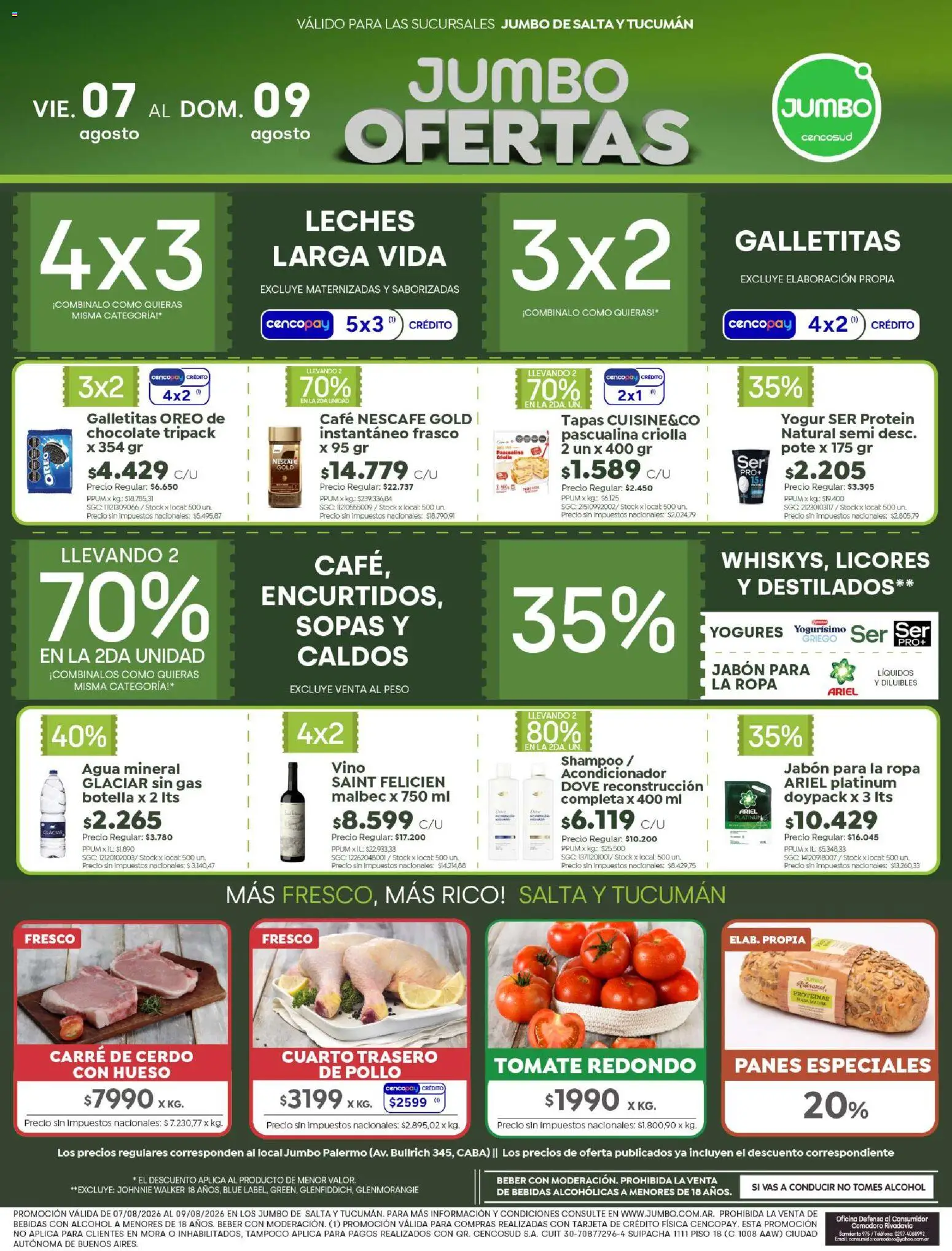 Jumbo - OfertasmSalta & Tucumán │ válido desde el 07/08/2026 | Página: 1 | Productos: Acondicionador, Jabón, Chocolate, Vino