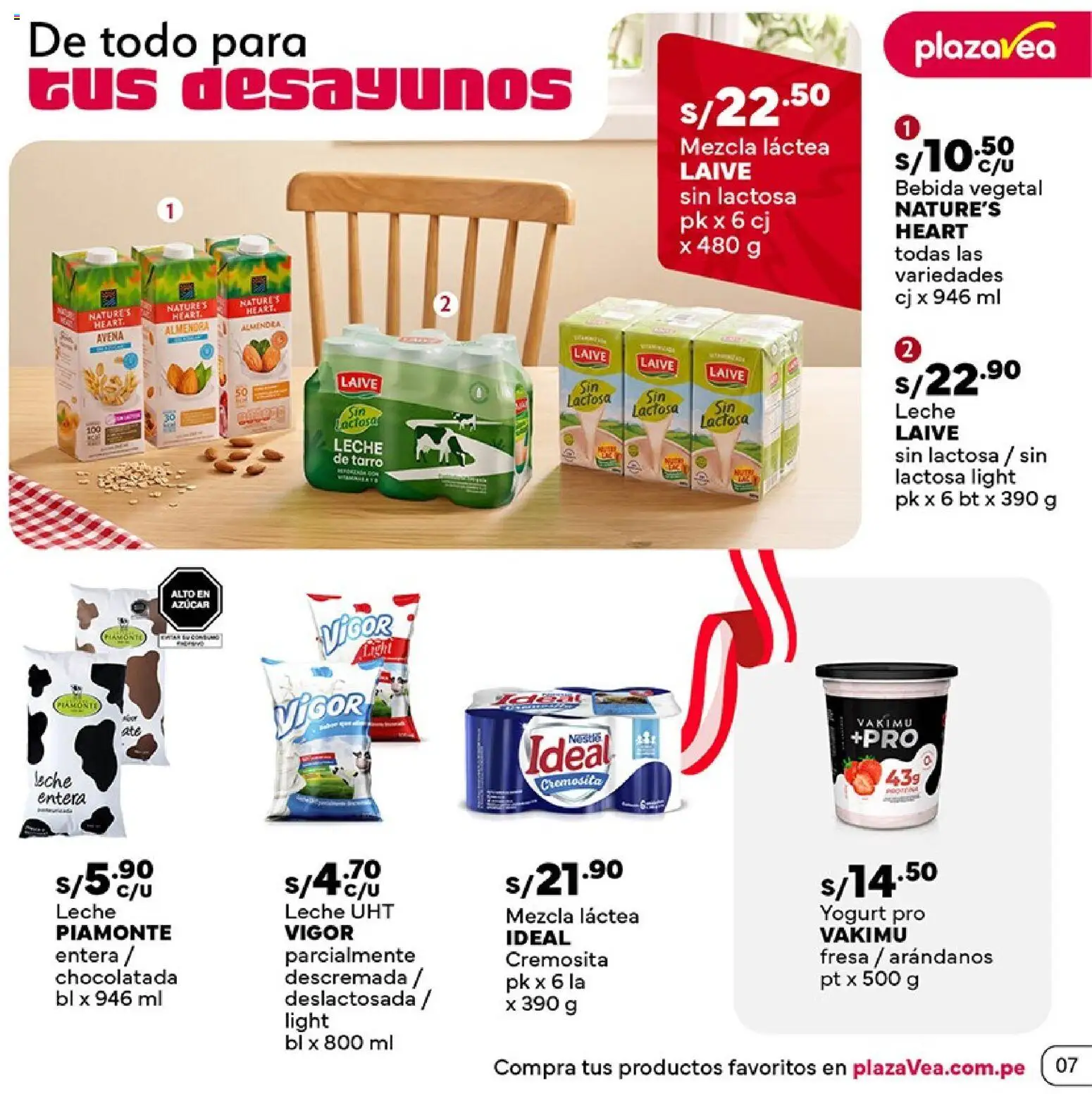 Catálogo Plaza Vea válido desde 16/07/2026 | Página: 7 | Productos: Leche, Yogurt, Arándanos, Avena