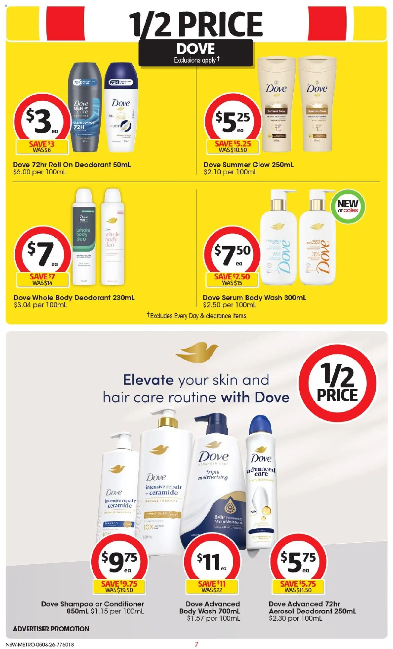 Coles catalogue - valid from 04/08/2026 | Page: 7 | Products: Shampoo, Conditioner, Lotion, Deodorant
