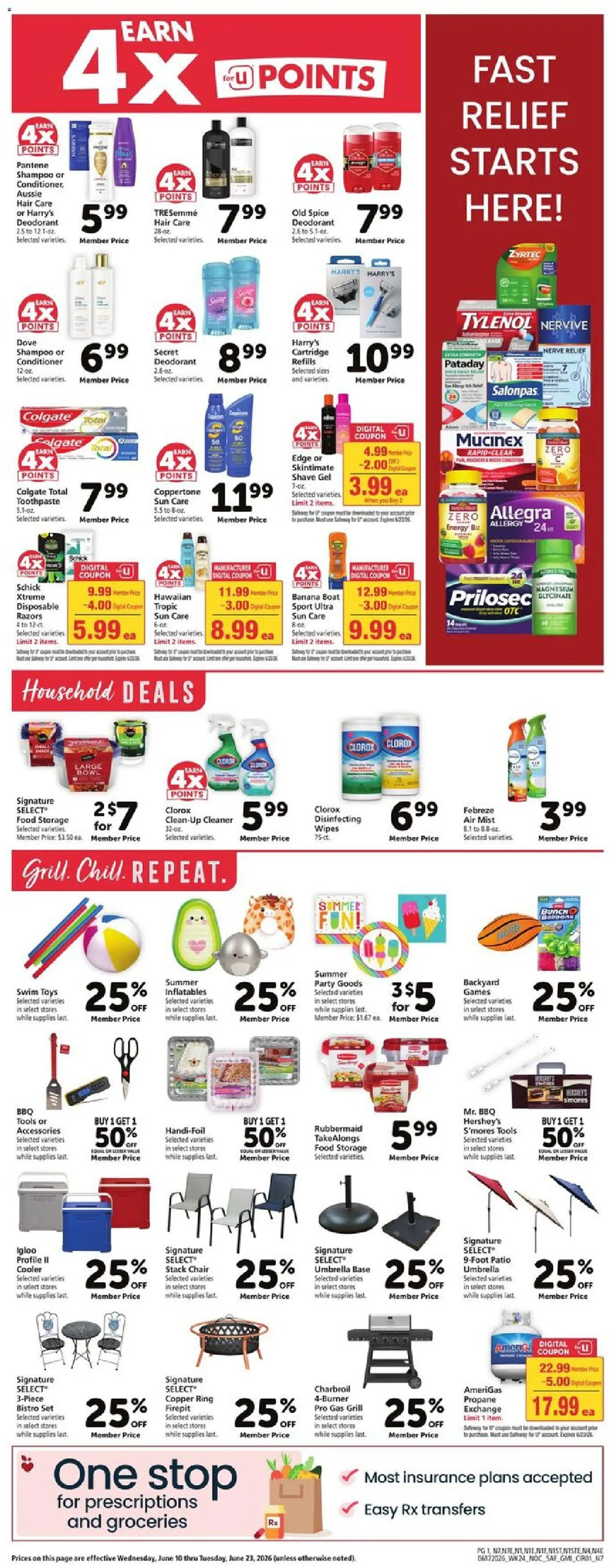 Safeway Weekly Ad - valid from 17.06.2026 | Page: 9 | Products: Shampoo, Deodorant, Shave Gel, Umbrella