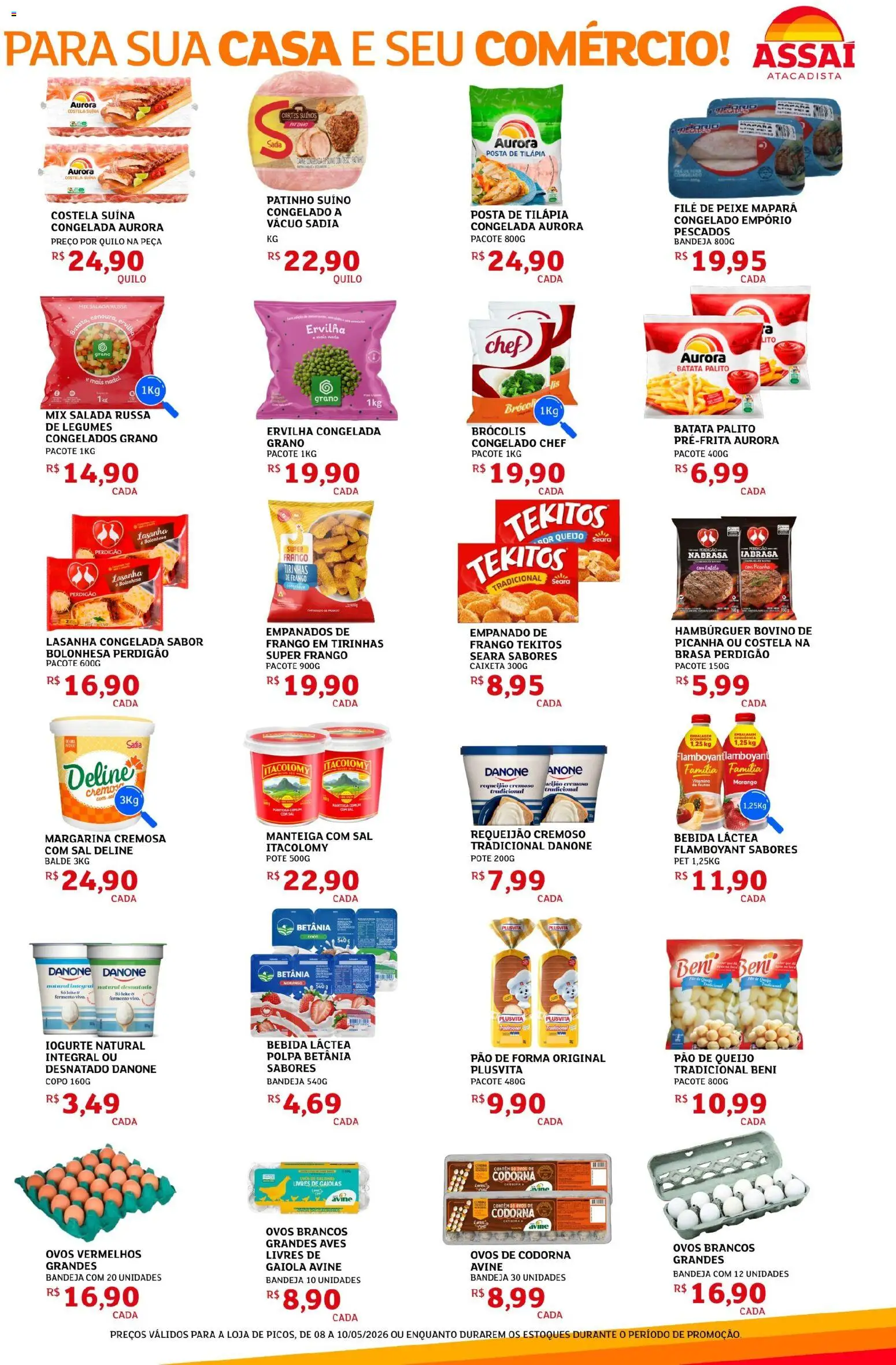 Assaí Atacadista Folheto - válido de 08.05.2026 | Página: 3 | Produtos: Feijão, Queijo, Pão, Hambúrguer