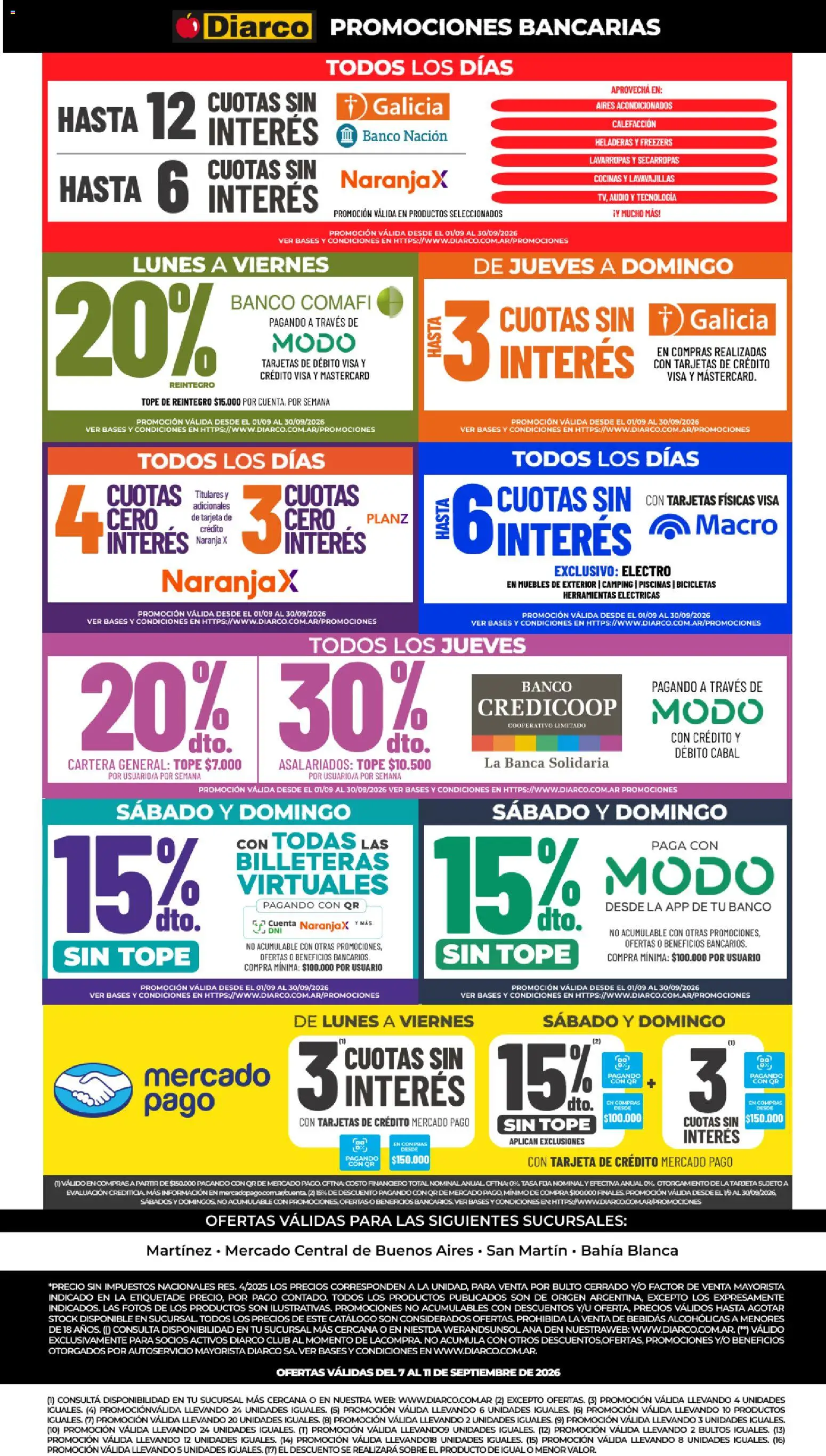 Diarco - Ofertas │ válido desde el 07/09/2026 | Página: 11 | Productos: Sobre, Secarropas, Herramientas, Lavarropas