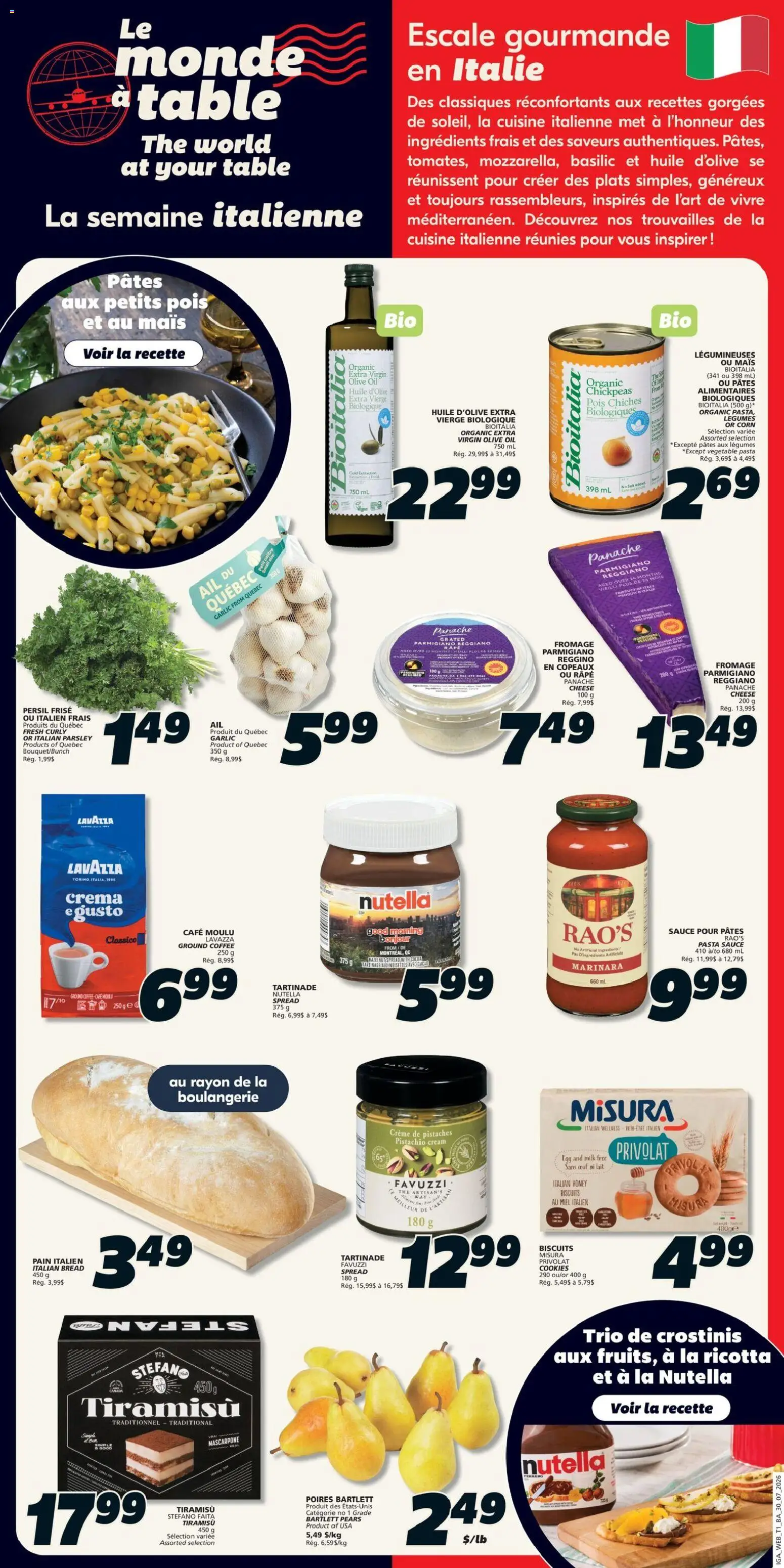 IGA flyer valid from Jul 30, 2026 | Page: 14 | Products: Mascarpone, Olive oil, Bread, Ingredients