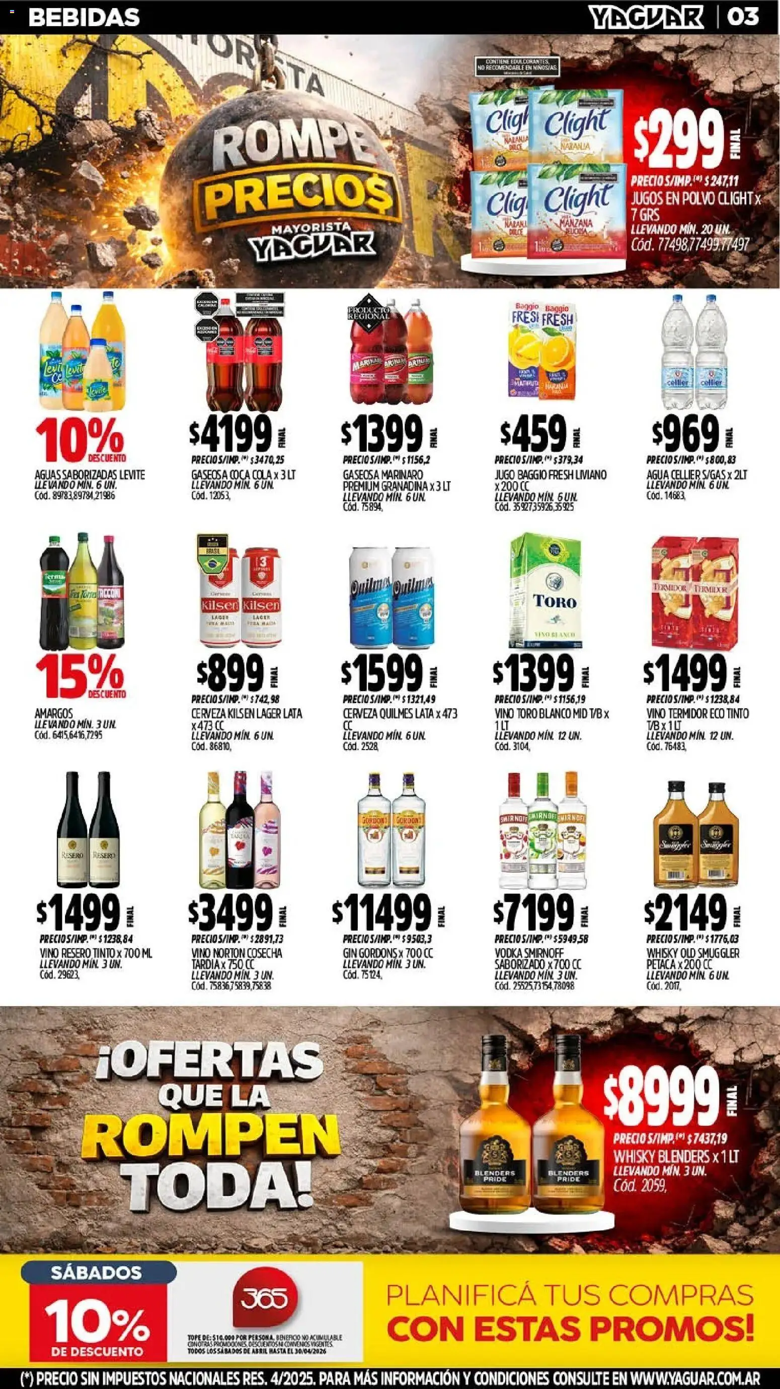 Yaguar - Oferta Semanal Jujuy │ válido desde el 06/04/2026 | Página: 3 | Productos: Whisky, Polvo, Vino, Cerveza