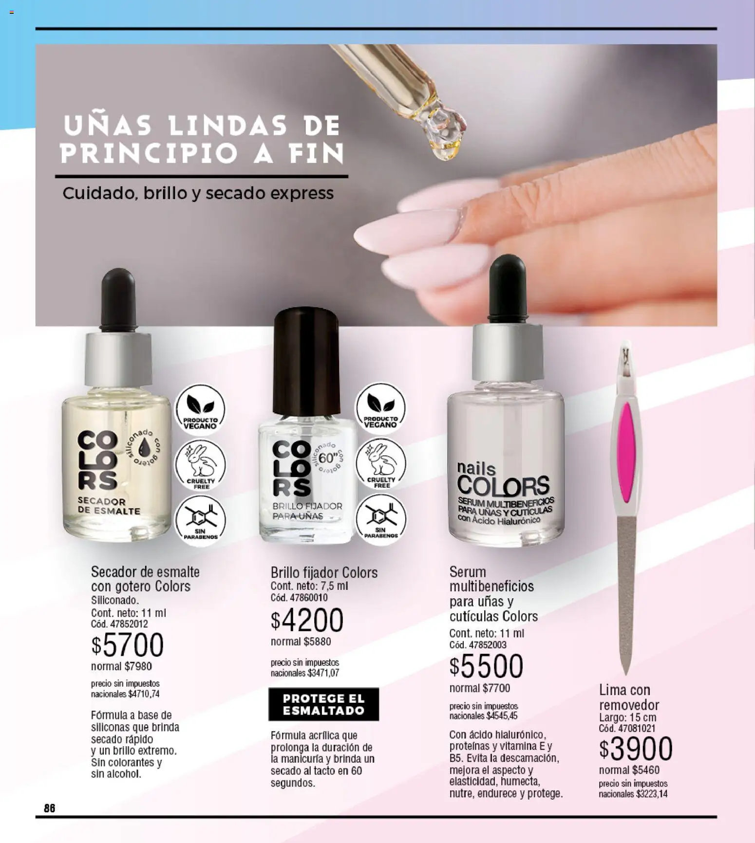 Millanel - Catálogo │ válido desde el 20/07/2026 | Página: 86 | Productos: Serum, Lima, Brillo, Secador de esmalte