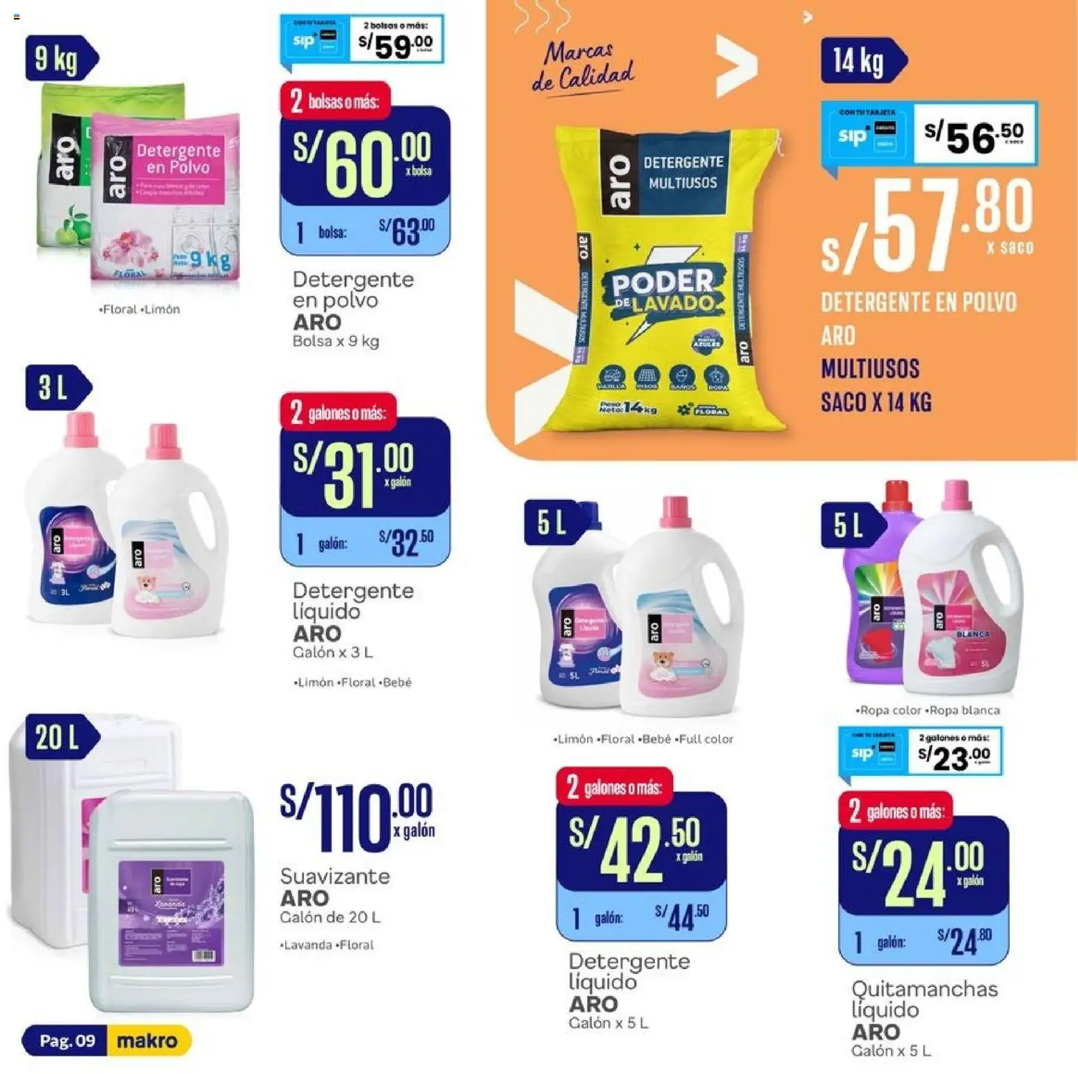 Catálogo Makro válido desde 10/09/2026 | Página: 9 | Productos: Ropa, Detergente líquido, Bolsa, Polvo
