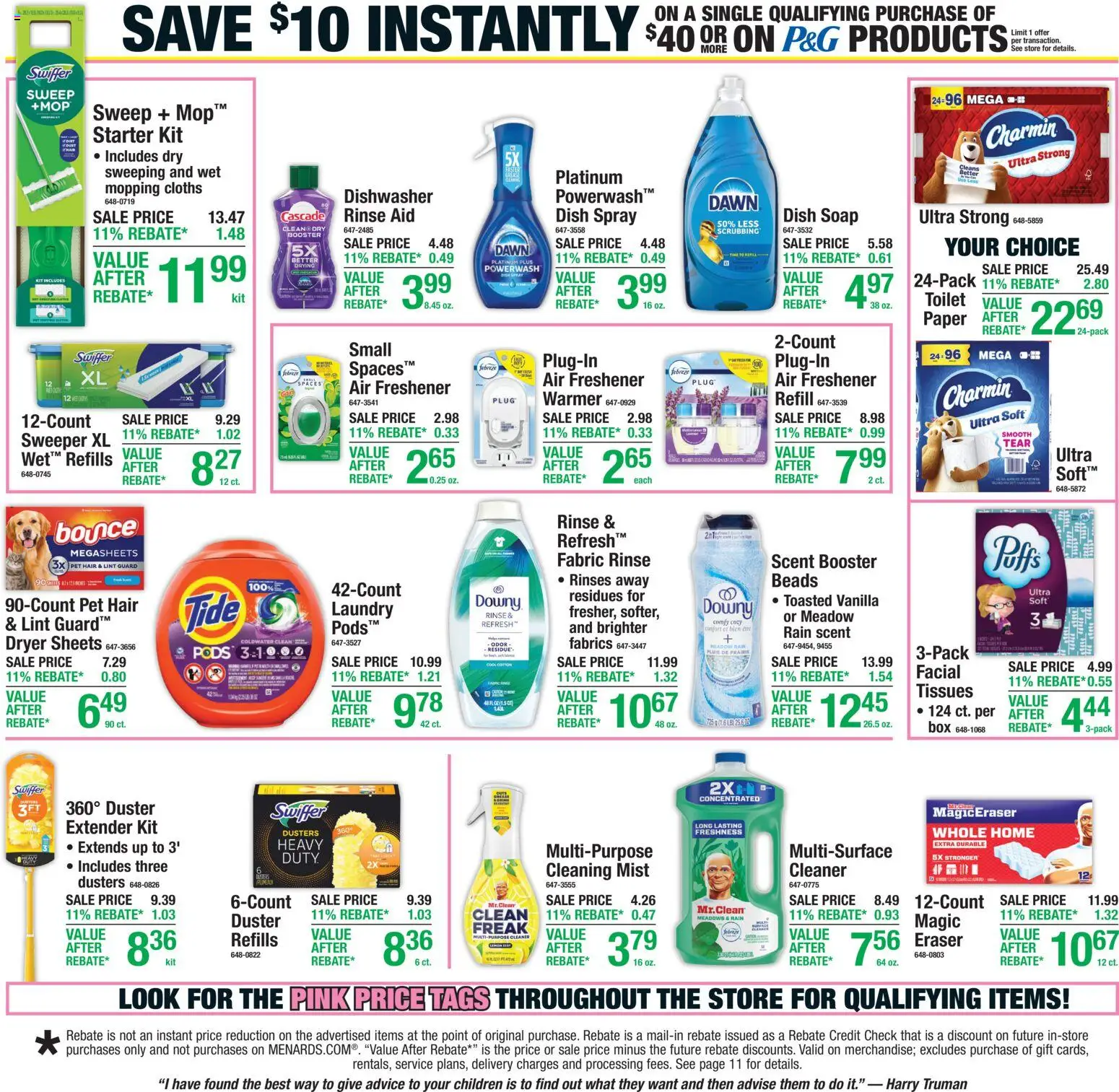 Menards - Weekly Ad - valid from 08/19/2026 | Page: 2 | Products: Tissues, Mop, Dryer, Dishwasher