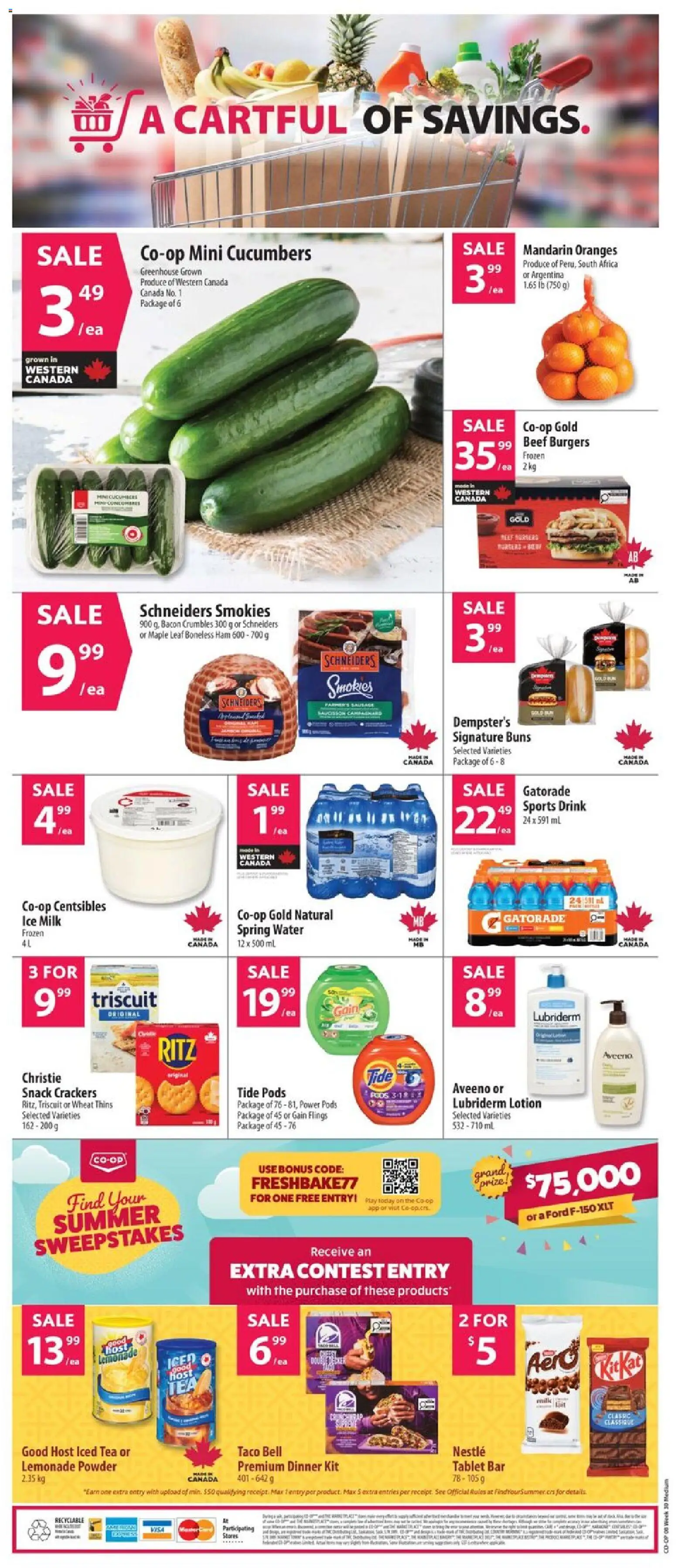 Co-op Food flyer valid from Jul 23, 2026 | Page: 2 | Products: Cucumbers, Tablet, Powder, Ham