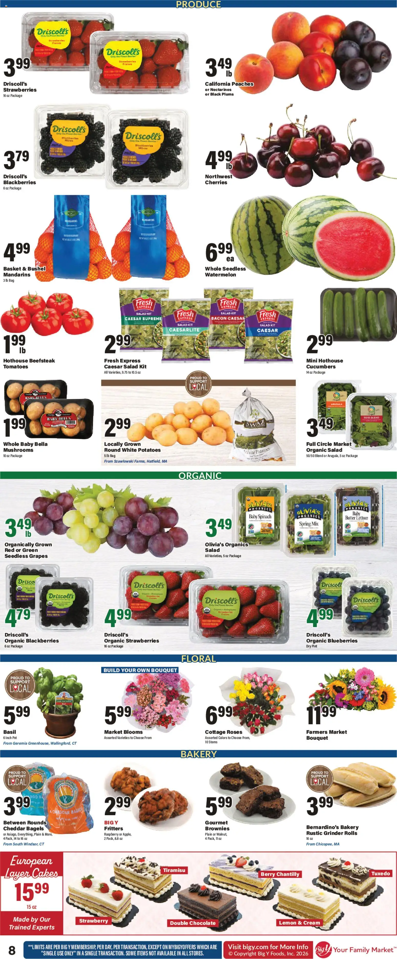 Big Y Weekly Ad - valid from 08/06/2026 | Page: 12 | Products: Mushrooms, Spinach, Potatoes, Lemon