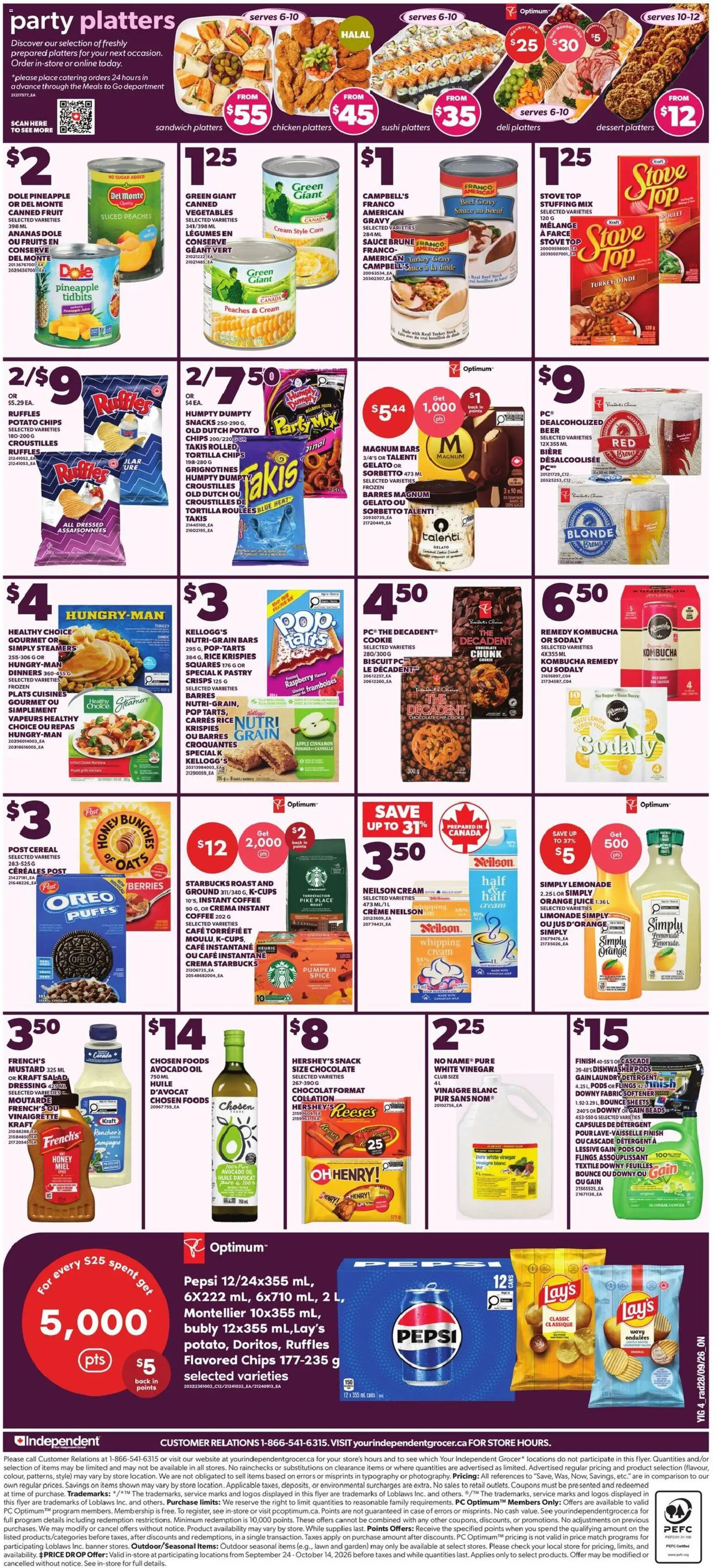 Independent Grocer flyer valid from Oct 1, 2026 | Page: 2 | Products: Oreo, Lemonade, Dessert, White vinegar
