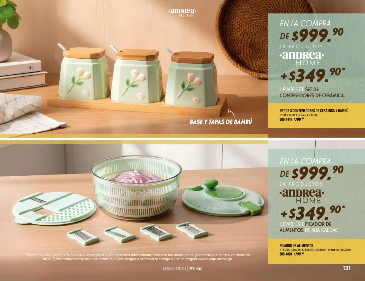 Nuevas ofertas de Andrea válidas en toda la República Mexicana desde el 25/01/2026. ¡Encuentra las mejores ofertas en Andrea catálogo Home! | Página: 131 | Productos: Colador, Rayador, Cocina
