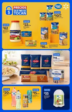 Vista previa de Walmart folleto, nuevo folleto de la tienda, válido en México a partir del 20/08/2026 | Página: 5 | Productos: Queso crema, Atún, Zanahorias, Legumbres