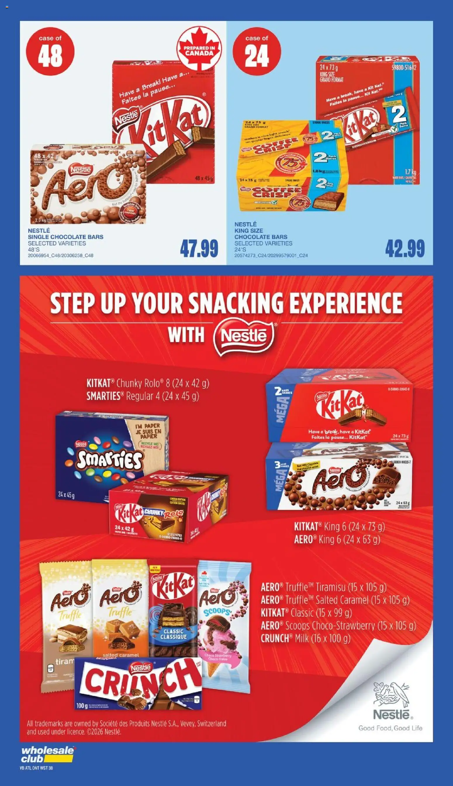 Wholesale Club flyer valid from Jul 30, 2026 | Page: 49 | Products: Case, Milk, Chocolate