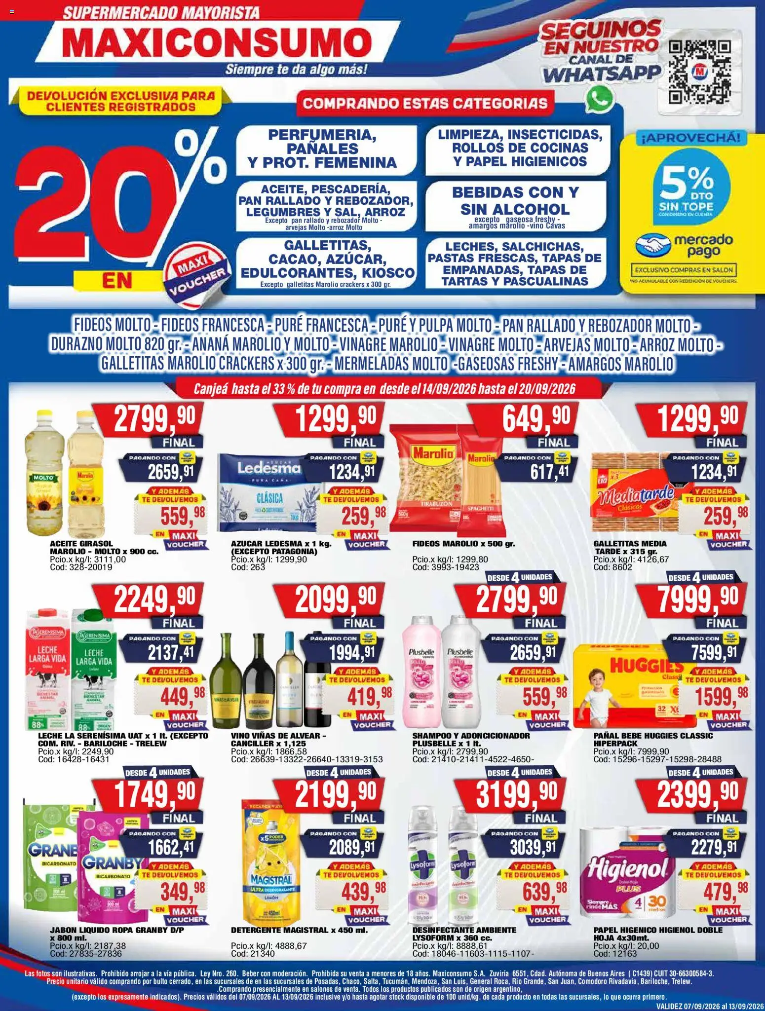 Maxiconsumo - Ofertas Zona 2 │ válido desde el 07/09/2026 | Página: 1 | Productos: Galletitas, Azucar, Gaseosa, Spaghetti