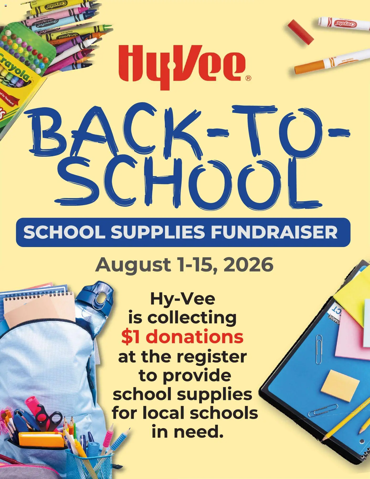 HyVee School Supplies Fundraiser - valid from 08/01/2026 | Page: 1