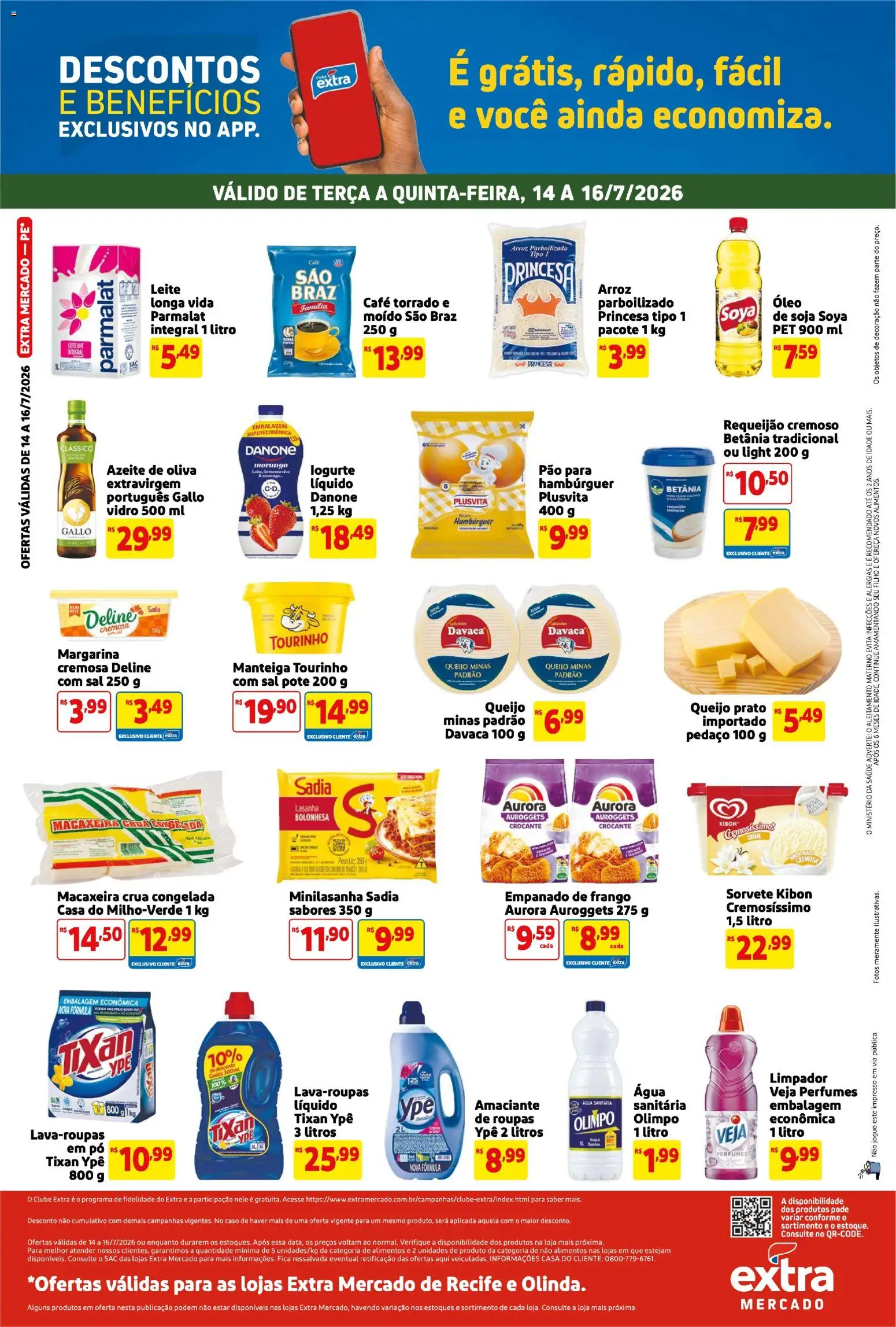 Extra Folheto - válido de 14/07/2026 | Página: 2 | Produtos: Manteiga, Roupas, Lasanha, Sal