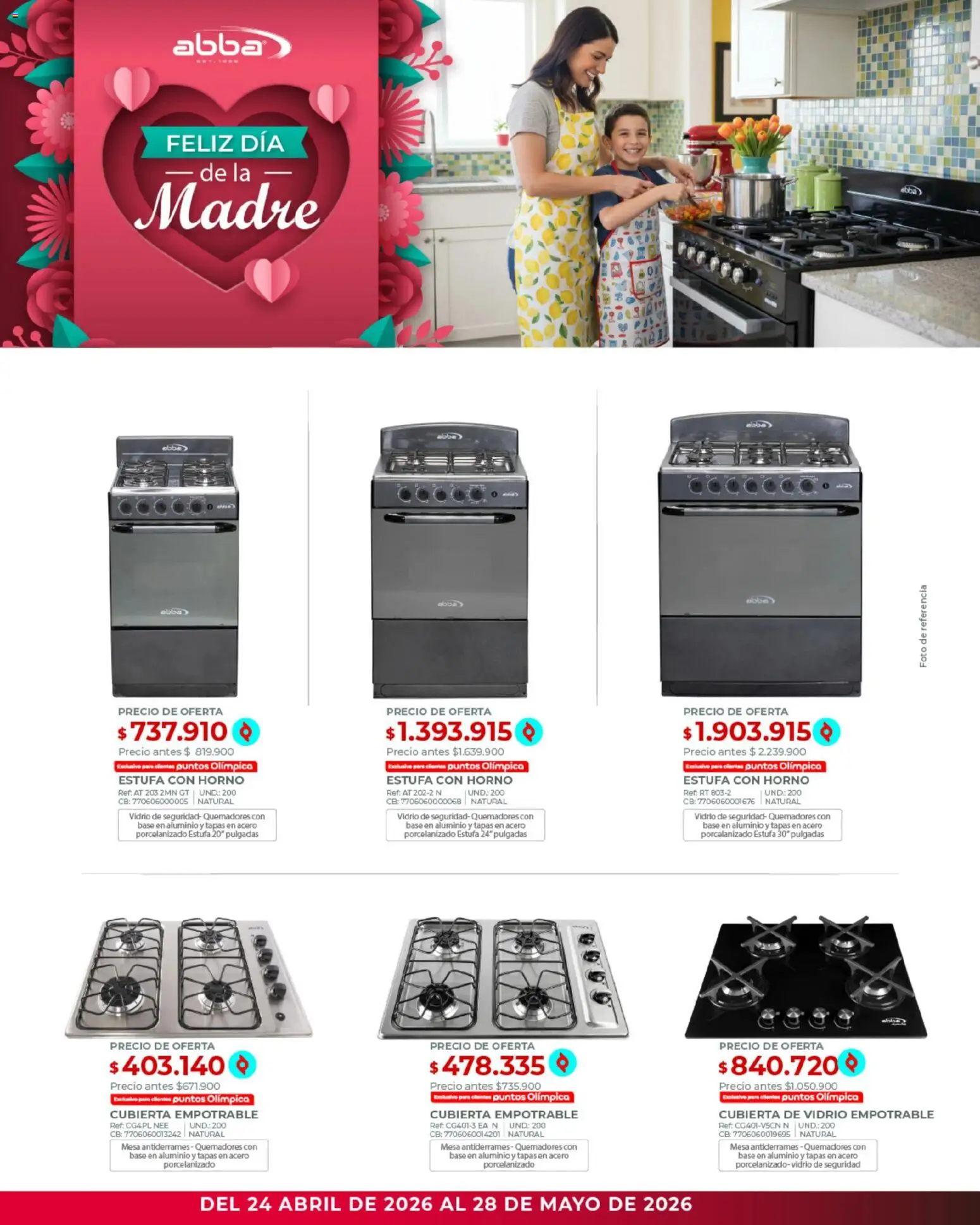 Olímpica revista - valida desde el 01.05.2026 | Página: 34 | Productos: Estufa, Horno, Mesa