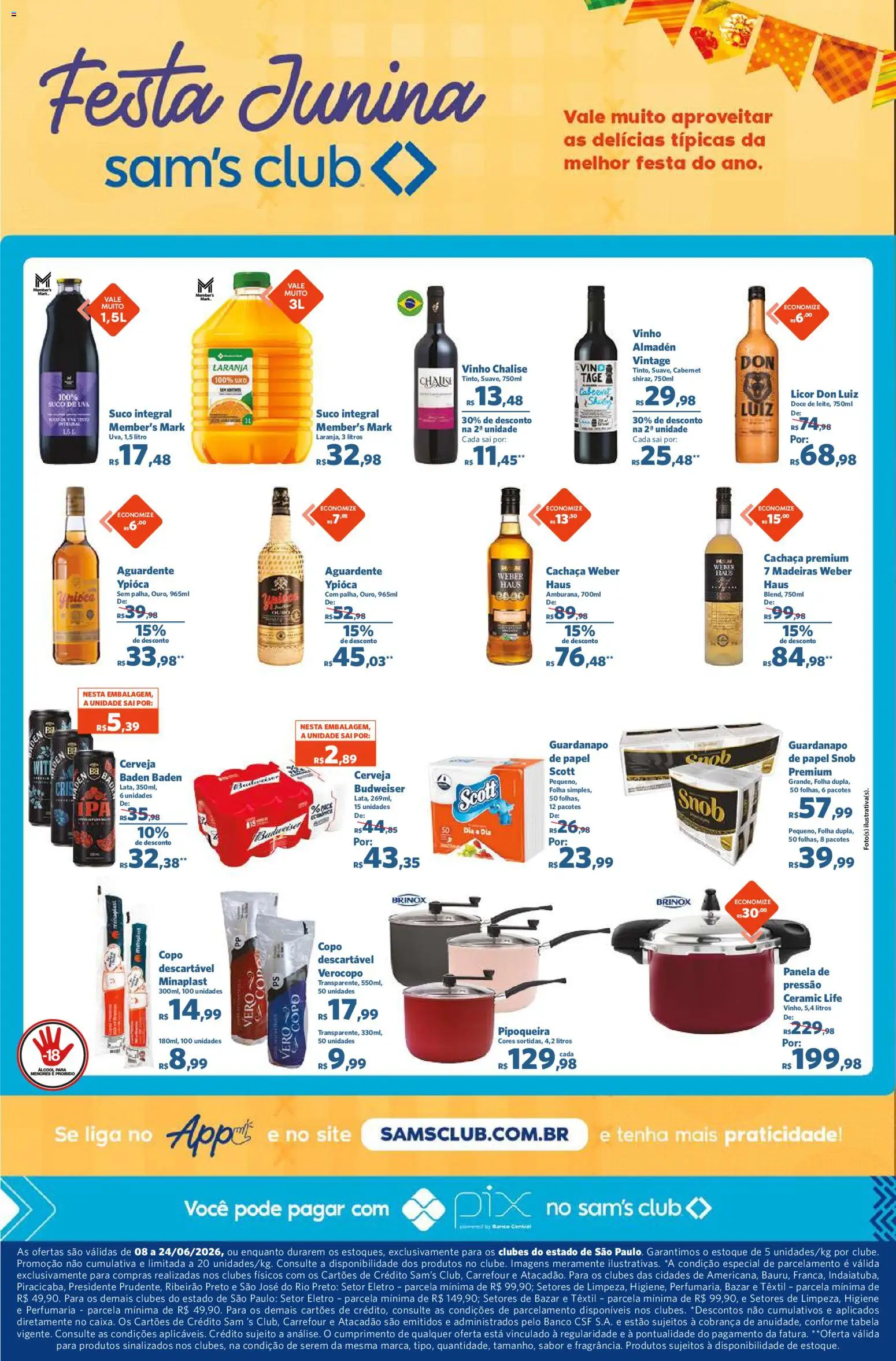 Sam's Club Folheto - válido de 08.06.2026 | Página: 2 | Produtos: Banco, Panela, Pipoqueira, Suco
