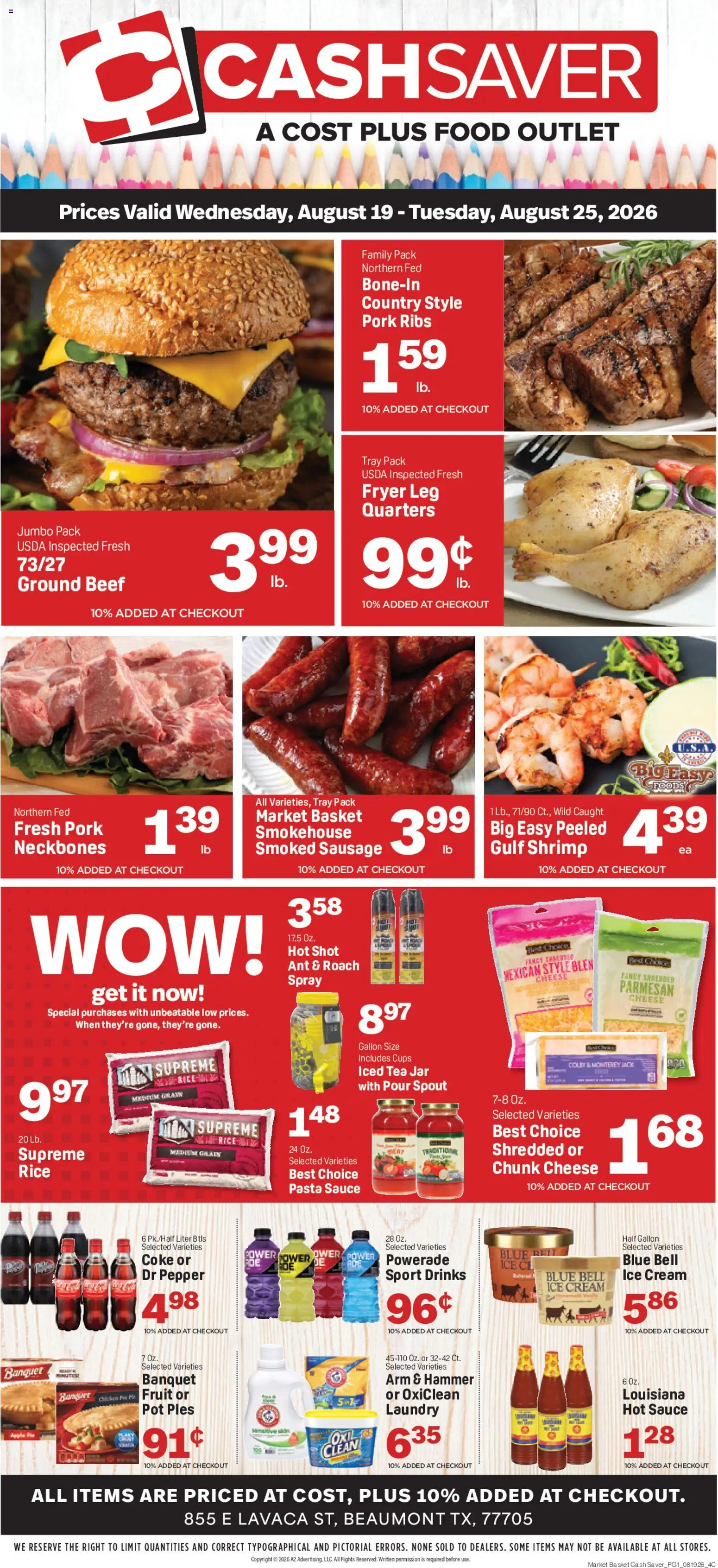 Market Basket Cash Saver Weekly Ad - valid from 08/19/2026 | Page: 1 | Products: Shrimp, Rice, Tea, Fruit