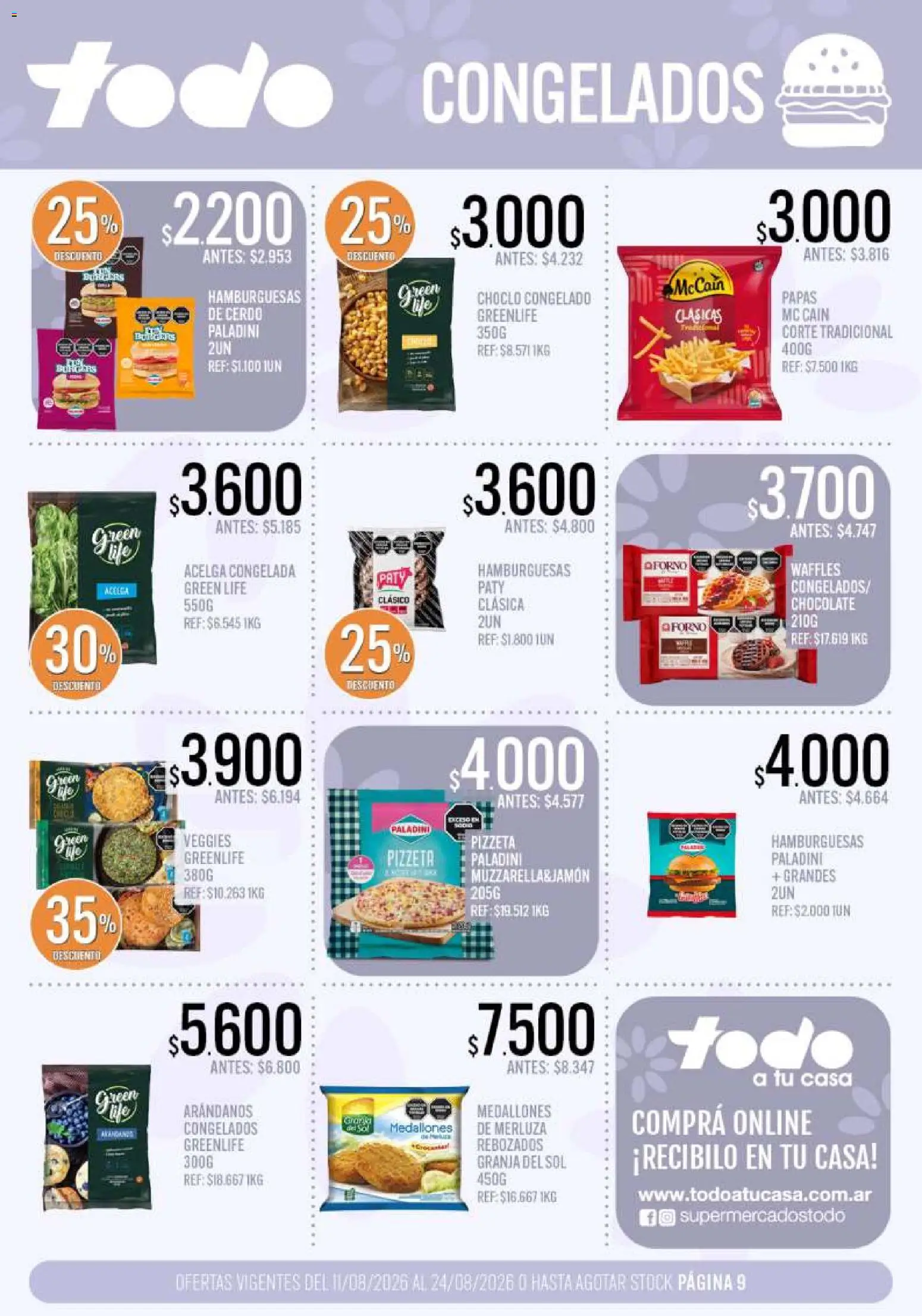 Supermercados TODO - Ofertas │ válido desde el 11/08/2026 | Página: 9 | Productos: Waffles, Choclo, Acelga, Papas