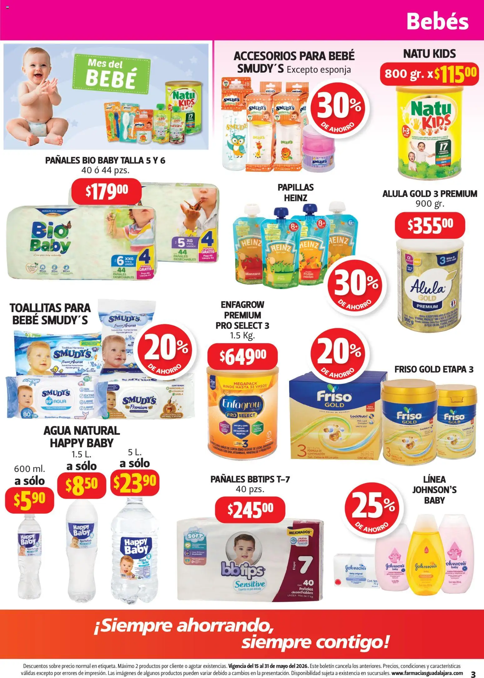 Nuevas ofertas de Farmacia Guadalajara válidas en toda la República Mexicana desde el 15.05.2026. ¡Encuentra las mejores ofertas en Farmacia Guadalajara catálogo! | Página: 3 | Productos: Toallitas húmedas, Pañales, Vasos, Sobre